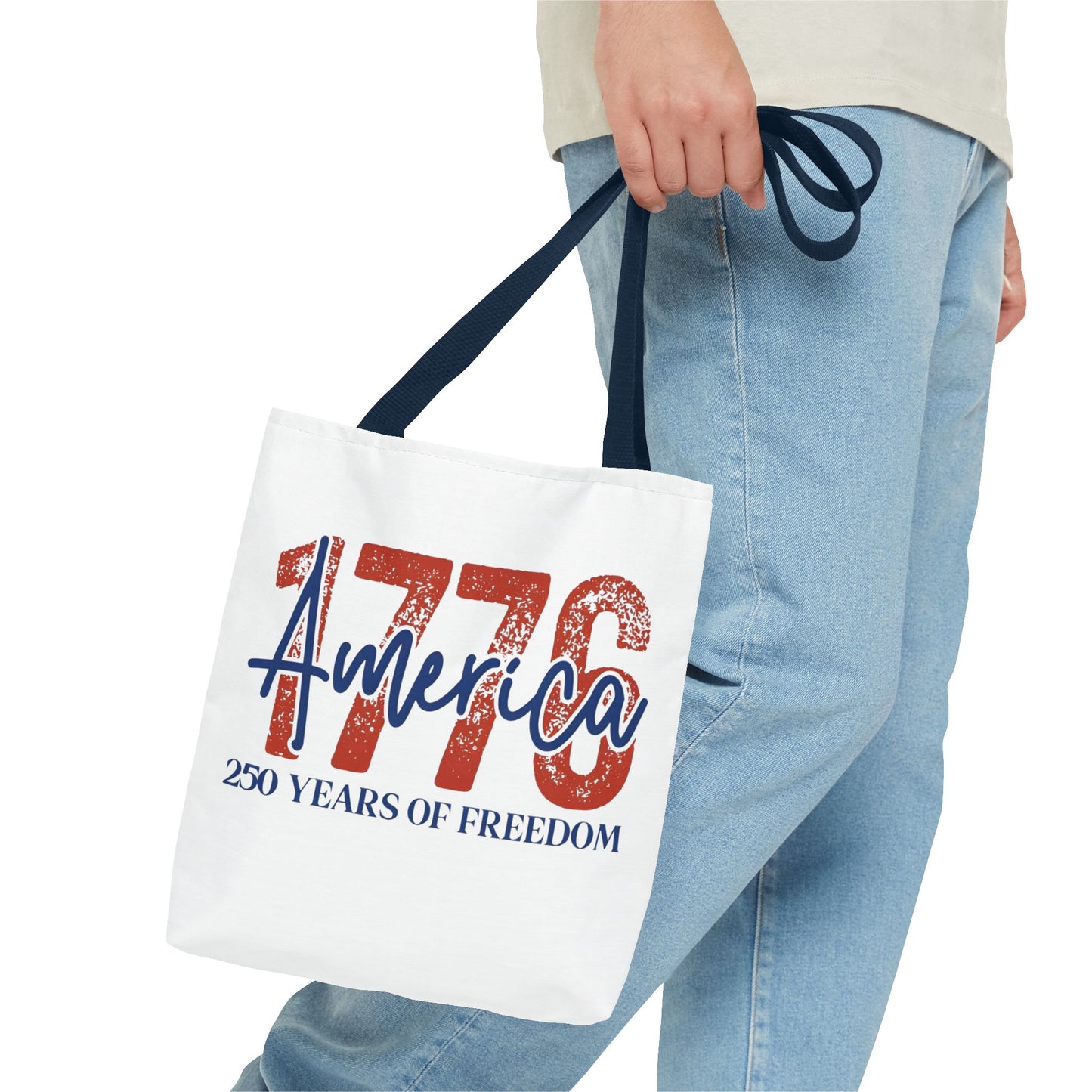 #250 1776 America: 250 Years of Freedom' Patriotic Independence Day Tote Bag
