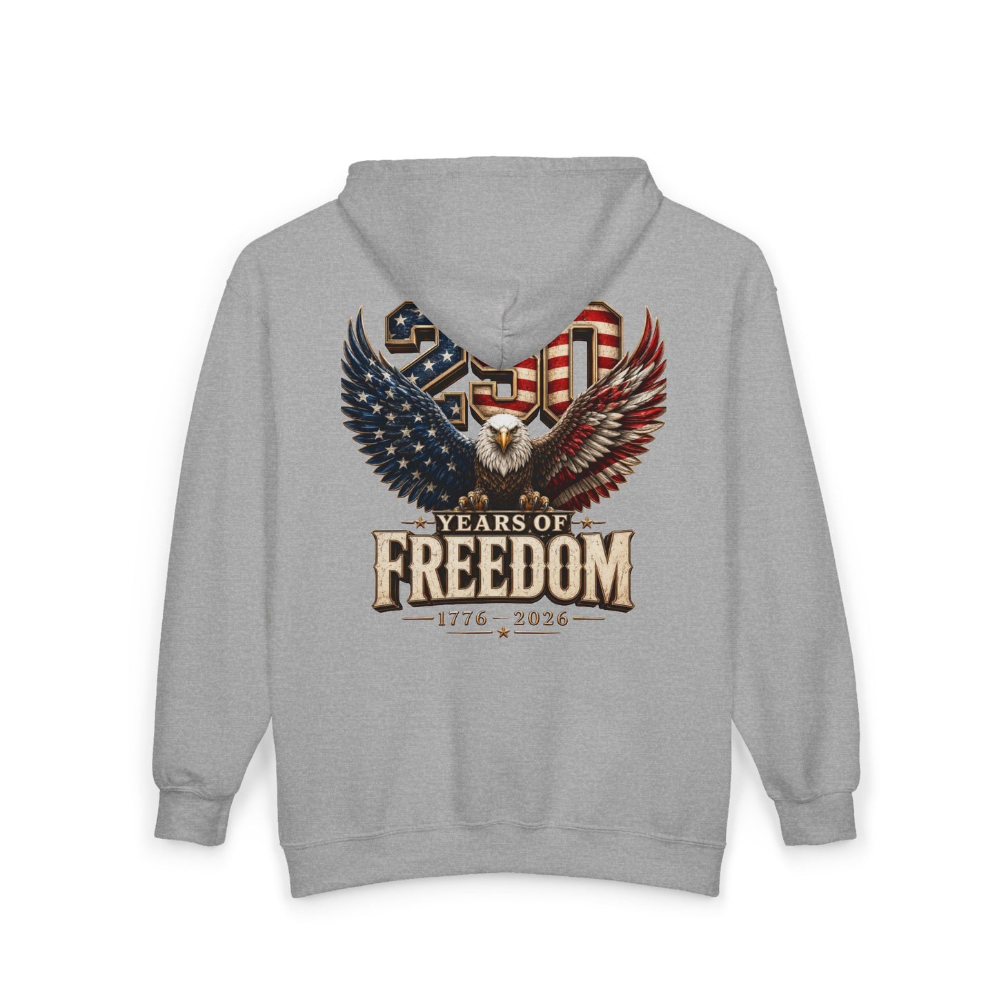 #250 250 Years of Freedom Eagle Patriotic American Flag Anniversary (1776–2026) Zip Hoodie