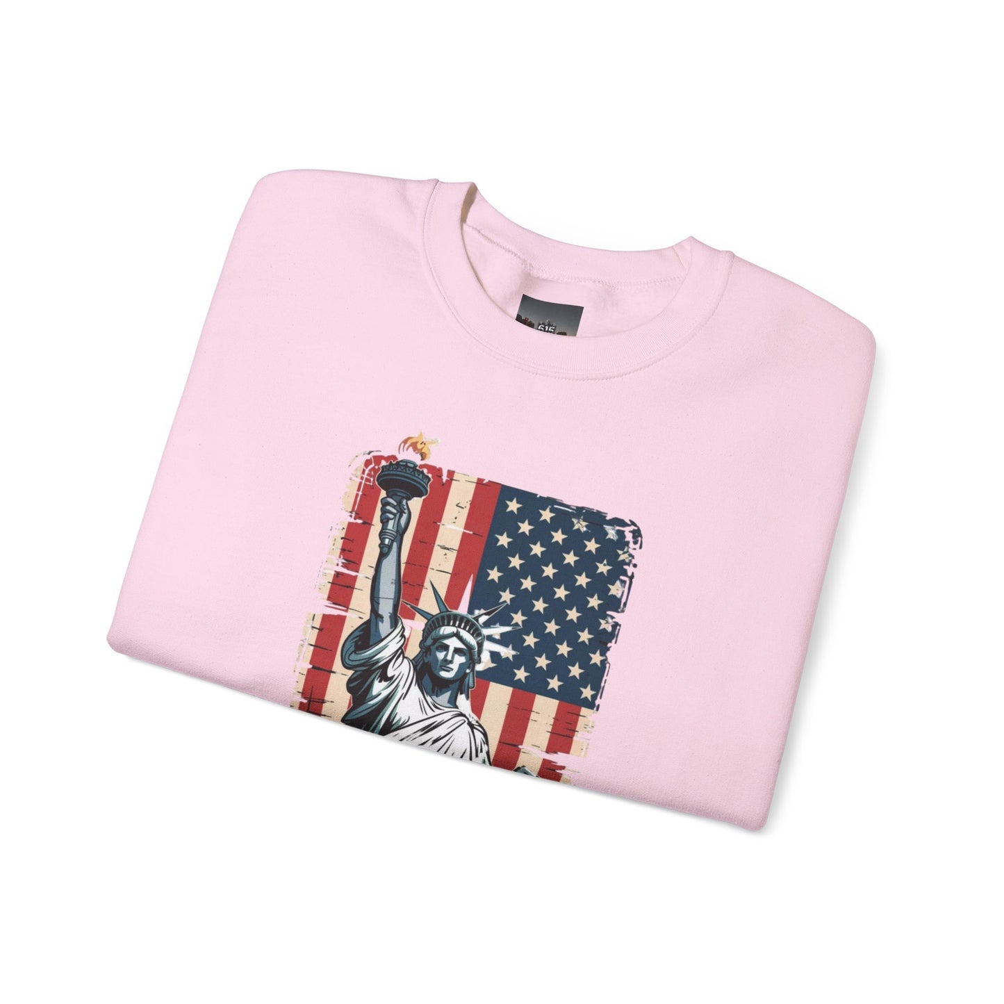#250 Statue of Liberty American Flag 'America' Patriotic Independence Day Crewneck Sweatshirt