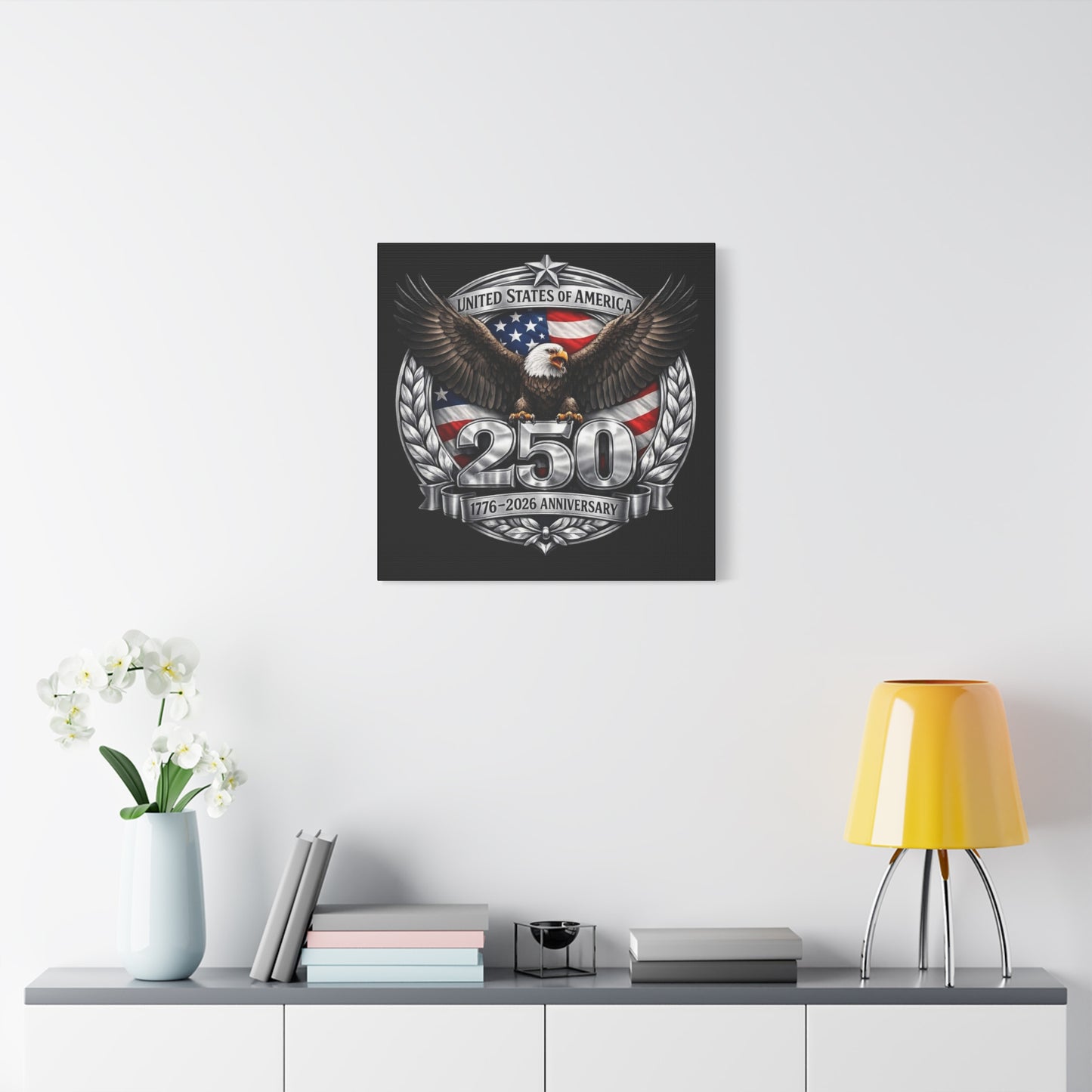 #250 Patriotic Bald Eagle 250 United States Emblem Matte Canvas Wall Art