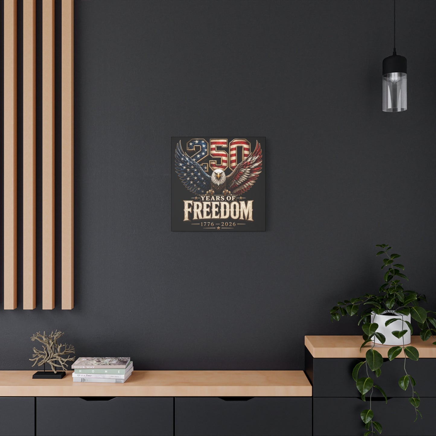 #250 250 Years of Freedom Eagle Patriotic American Flag Anniversary (1776–2026) Matte Canvas Wall Art