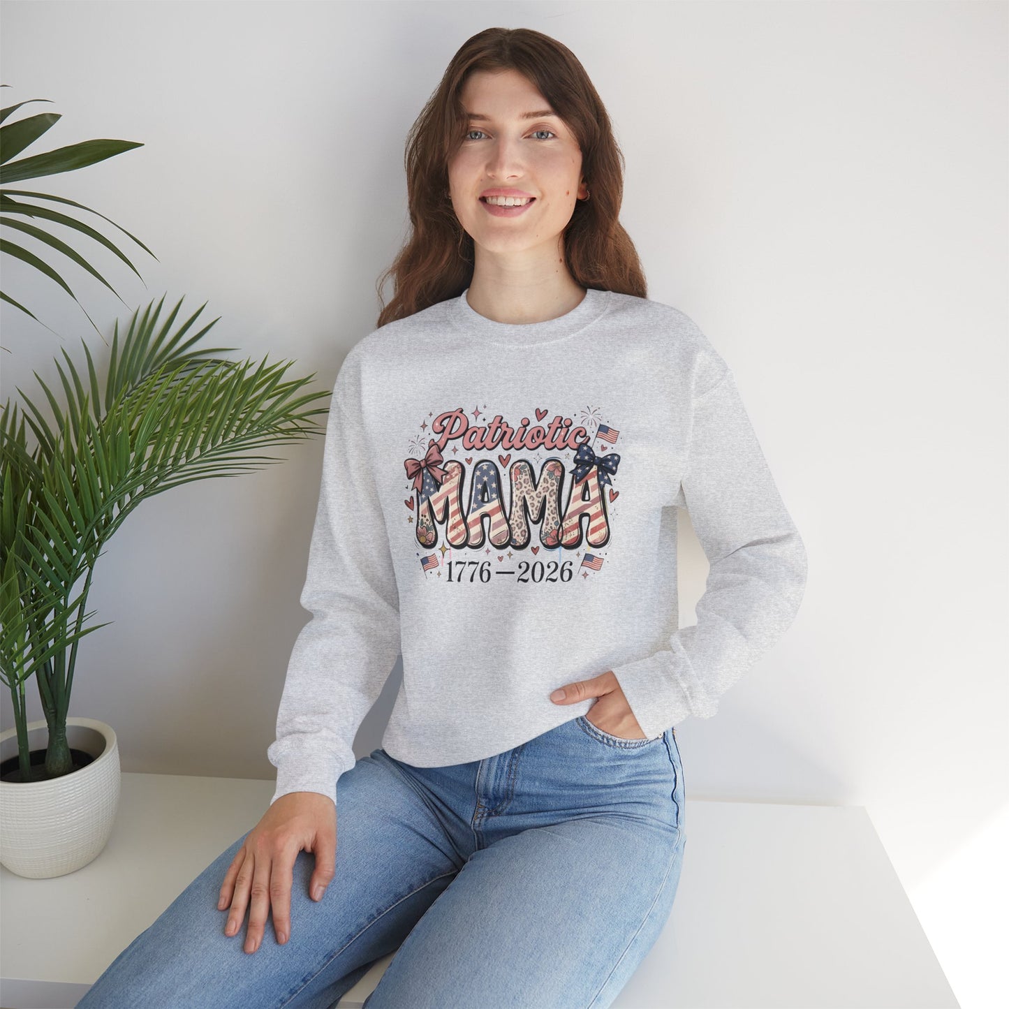 #250 Patriotic Mama 1776–2026 American Flag Sweatshirt