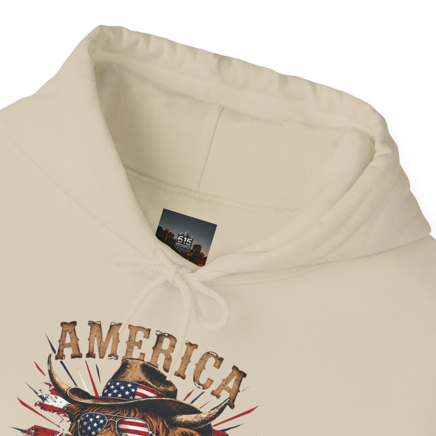 #250 America 250 Strong Patriotic Bull with American Flag Hoodie