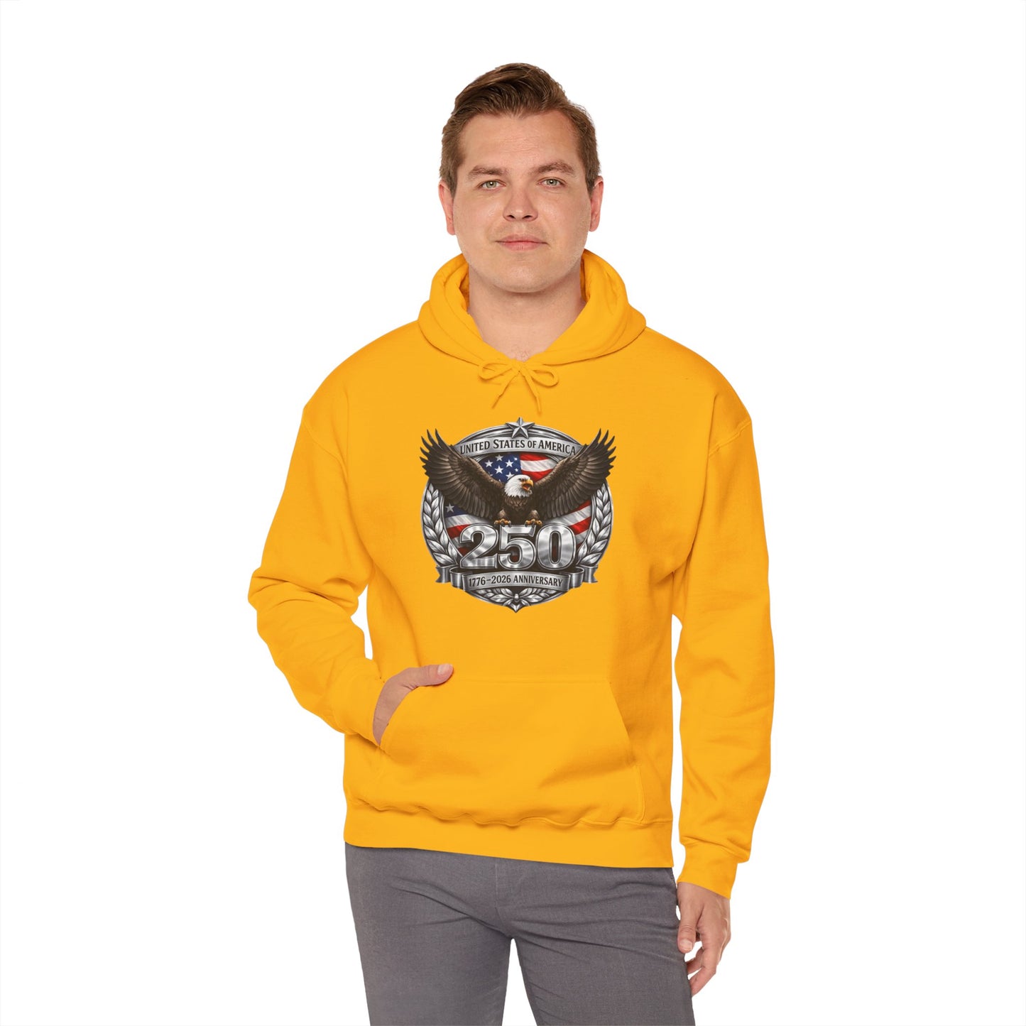 #250 Patriotic Bald Eagle 250 United States Emblem Hoodie