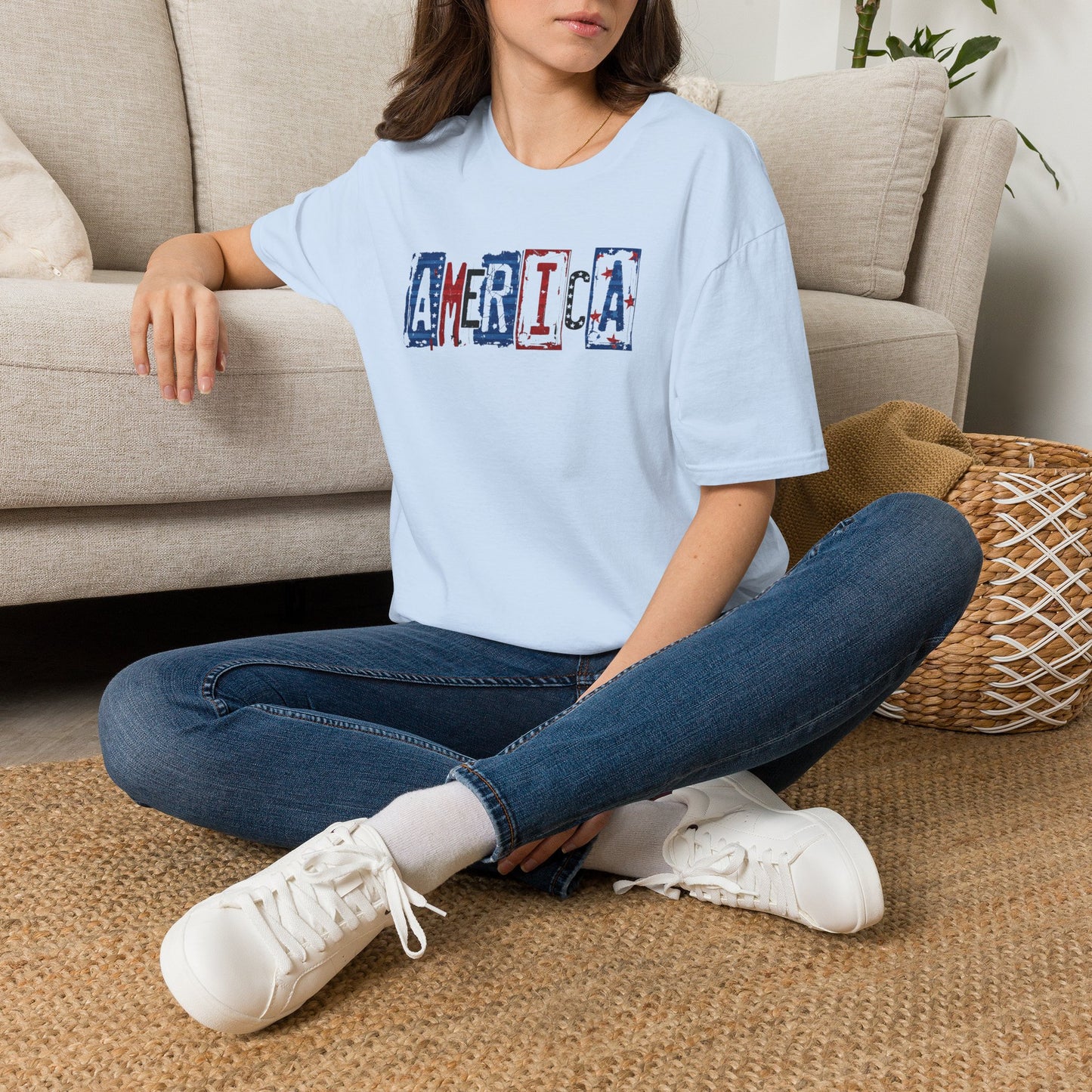 #250 America Retro Block Text Patriotic T-Shirt