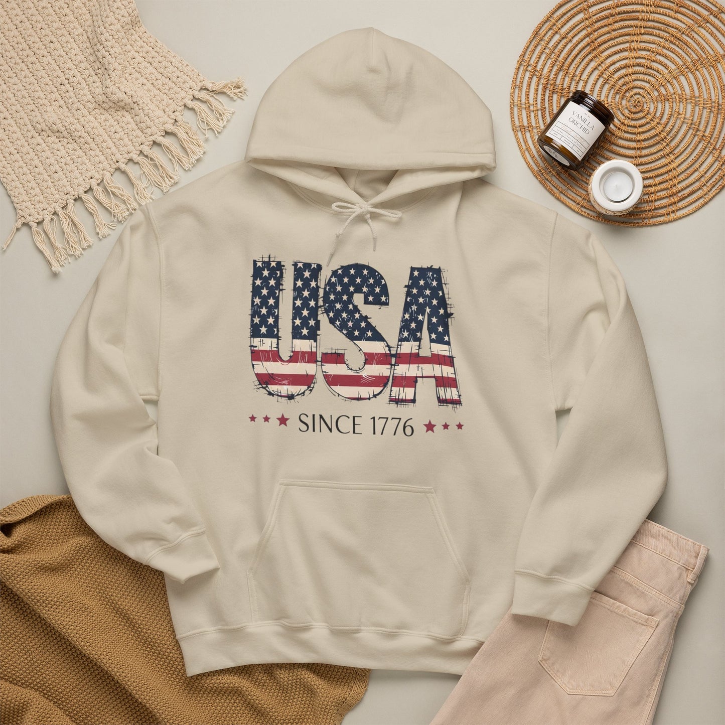 #250 USA Flag "USA Since 1776" Patriotic Hoodie