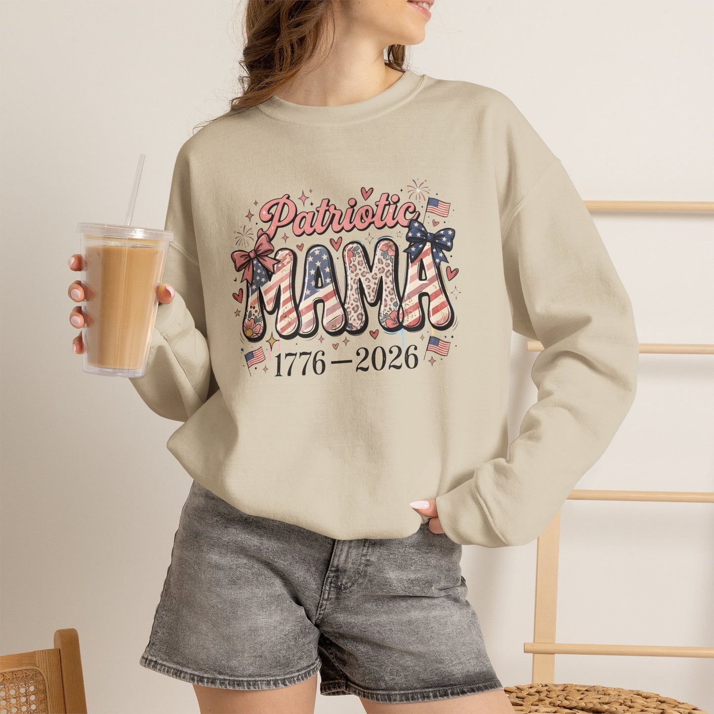 #250 Patriotic Mama 1776–2026 American Flag Sweatshirt