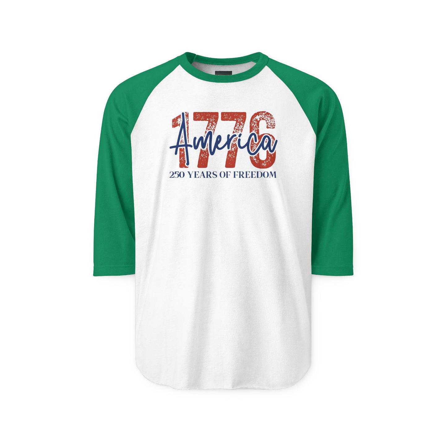 #250 1776 America: 250 Years of Freedom' Patriotic Independence Day Raglan Shirt Baseball Tee