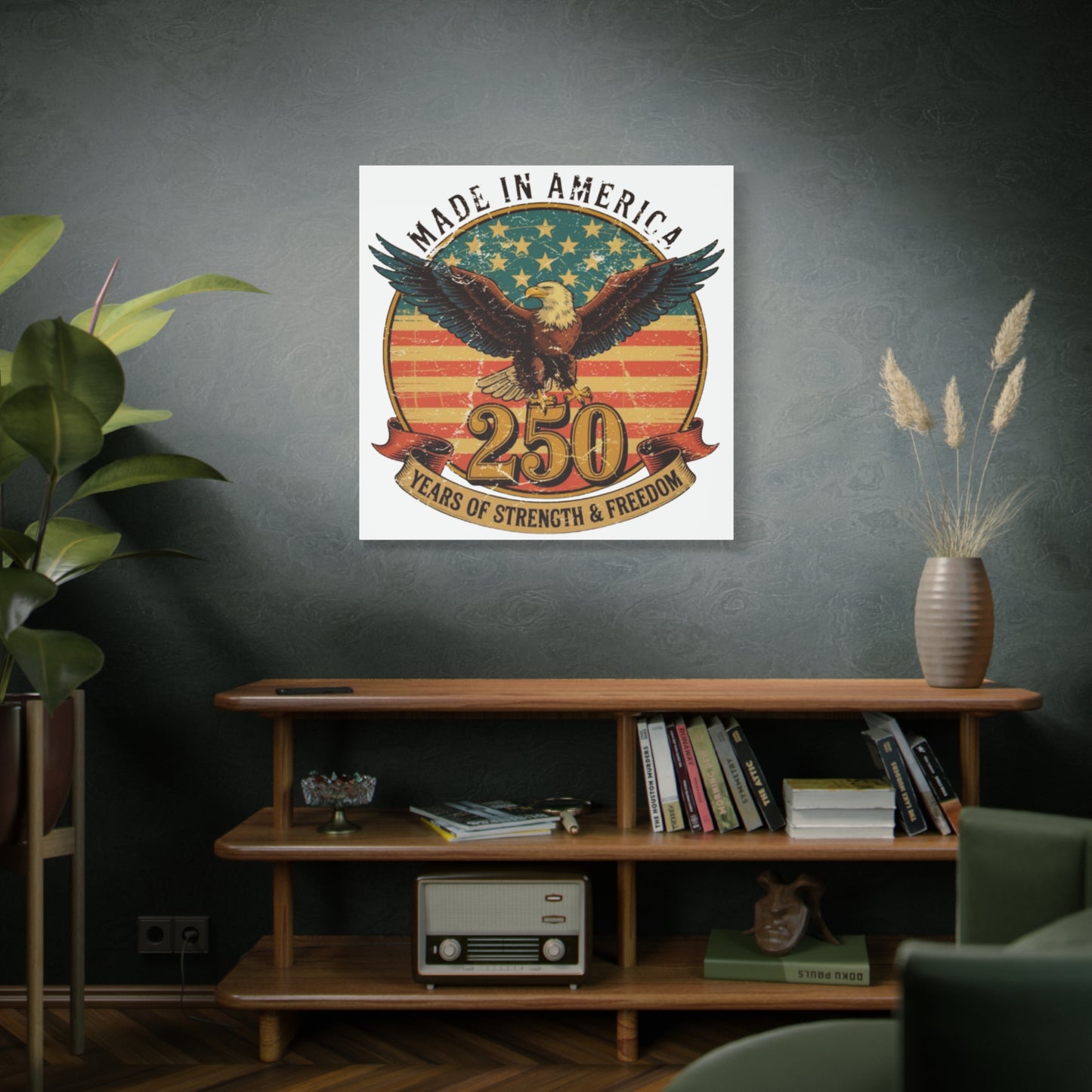 #250 Made in America Eagle 250th Anniversary Patriotic Matte Canvas Wall Art
