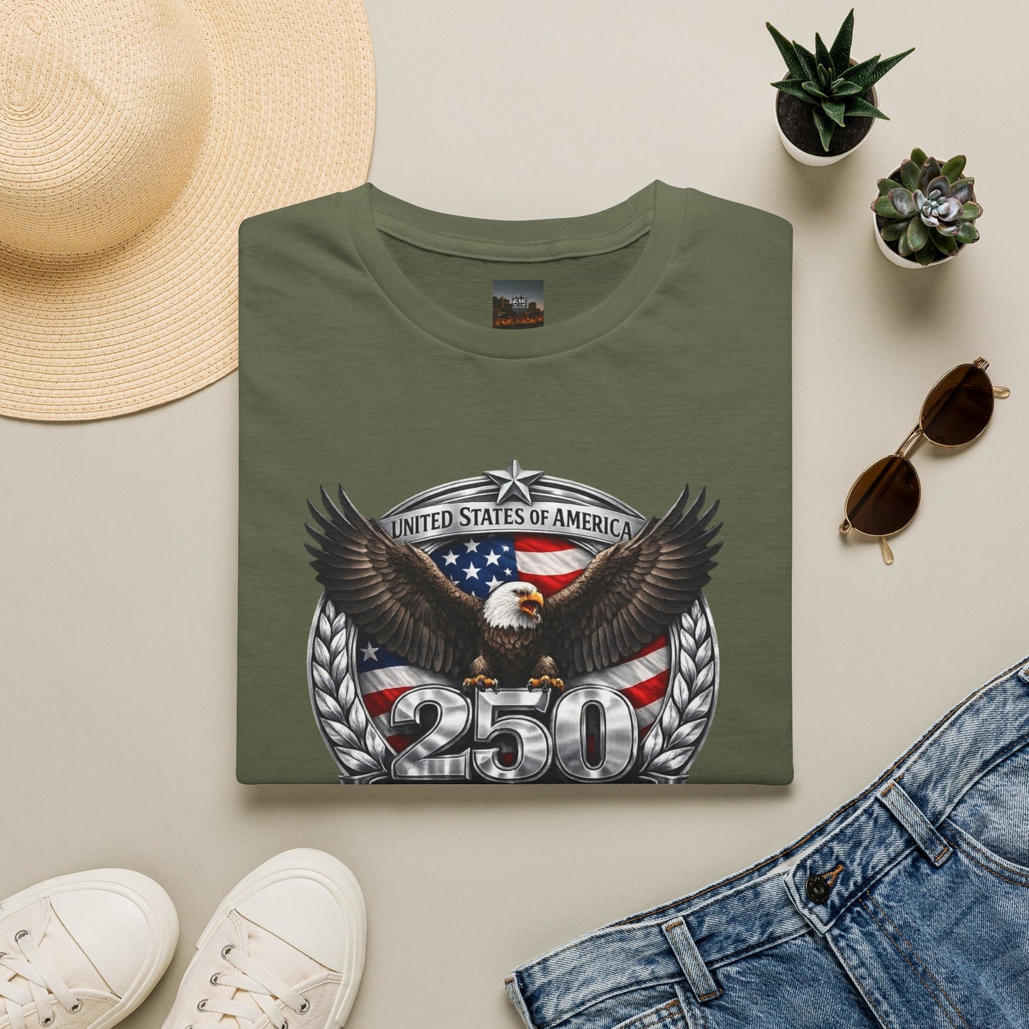 #250 Patriotic Bald Eagle 250 United States Emblem T-Shirt