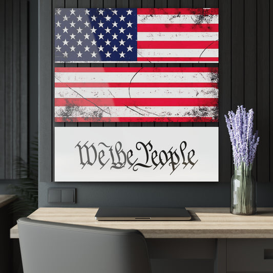 #250 We The People Triptych Acrylic Wall Art — Patriotic America Flag Decor
