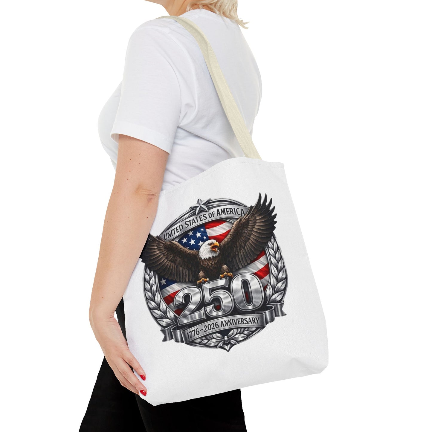 #250 Patriotic Bald Eagle 250 United States Emblem Tote Bag