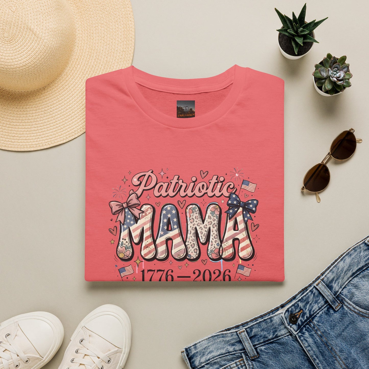 #250 Patriotic Mama 1776–2026 American Flag T-Shirt