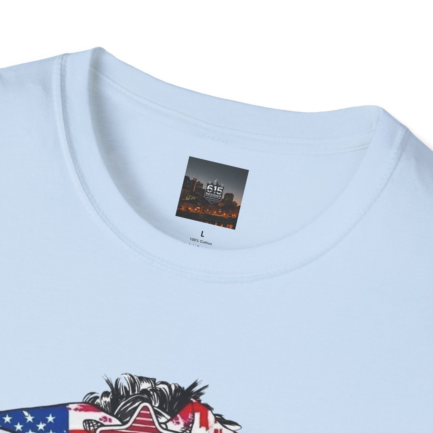 Mama USA Flag Messy Bun T-Shirt