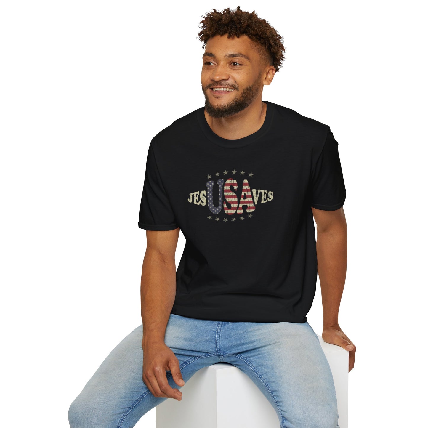 JesUSAves Patriotic T-Shirt — American Flag Christian Faith Tee