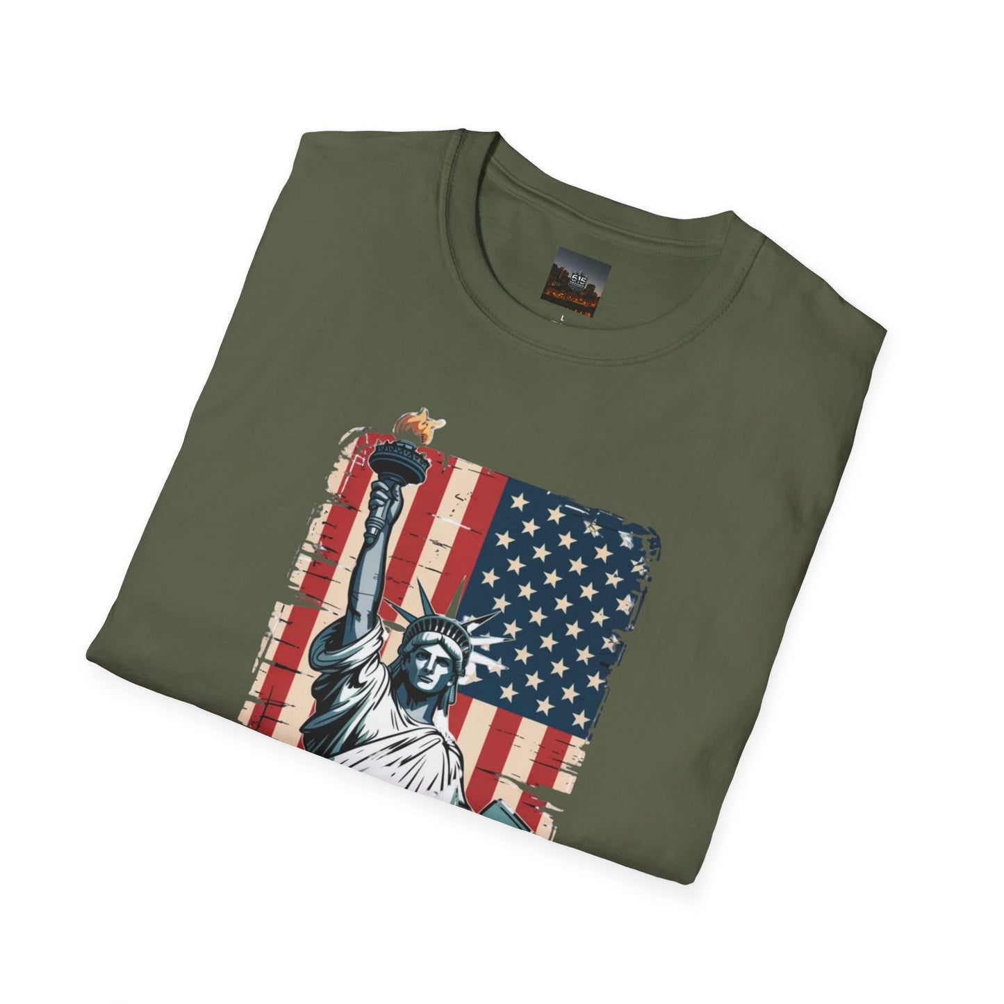 #250 Statue of Liberty American Flag 'America' Patriotic Independence Day T‑Shirt