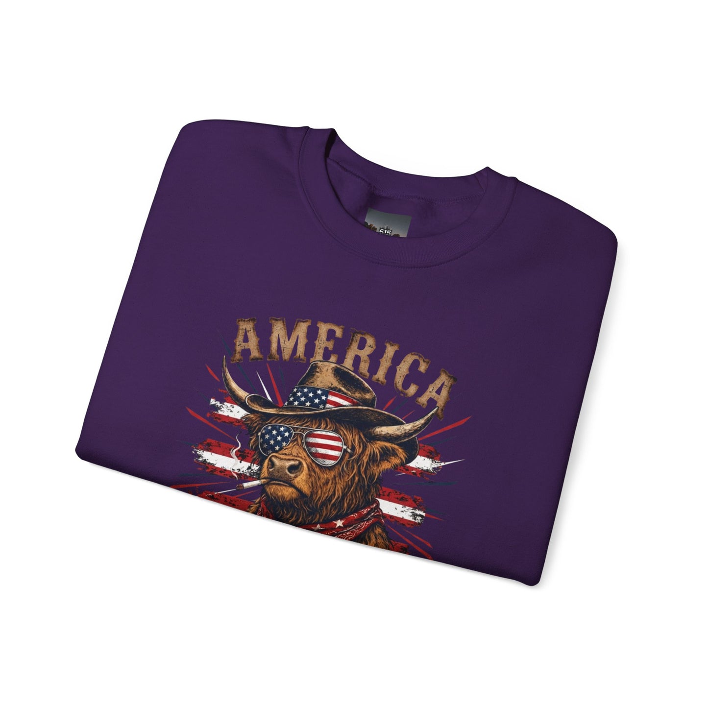 #250 America 250 Strong Patriotic Bull with American Flag Sweatshirt