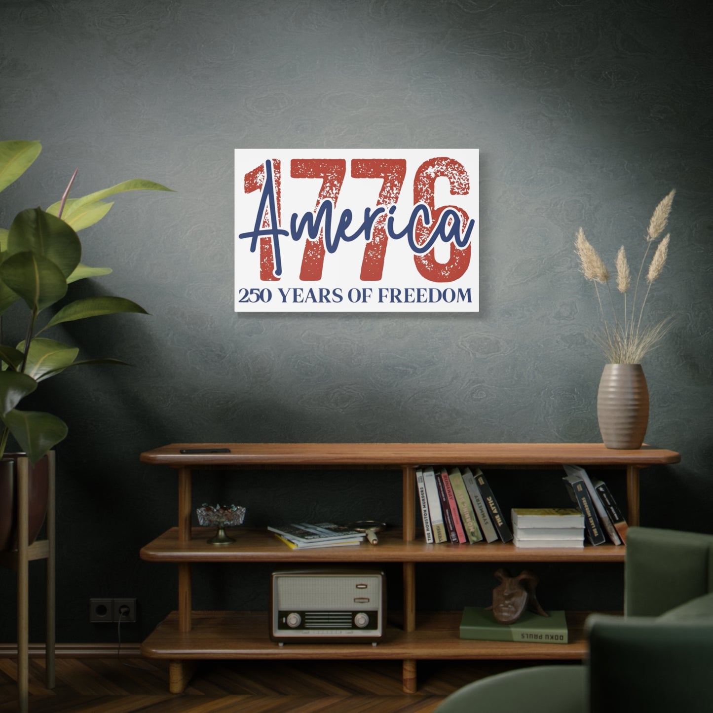 #250 1776 America: 250 Years of Freedom' Patriotic Independence Day Matte Canvas Wall Art