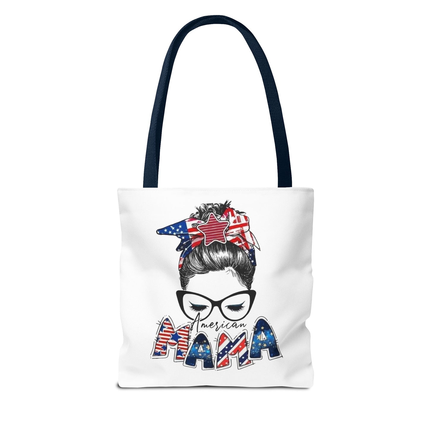 #250 Mama USA Flag Messy Bun Tote Bag