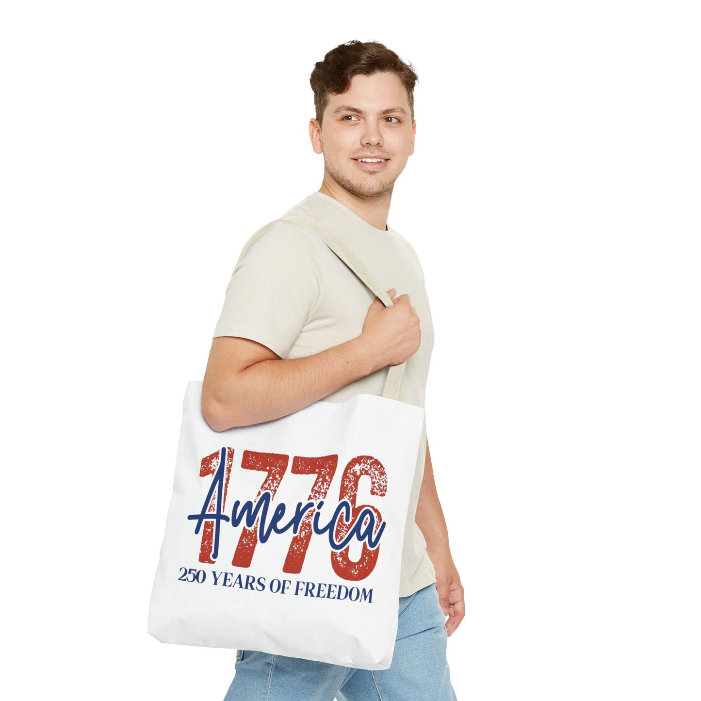#250 1776 America: 250 Years of Freedom' Patriotic Independence Day Tote Bag