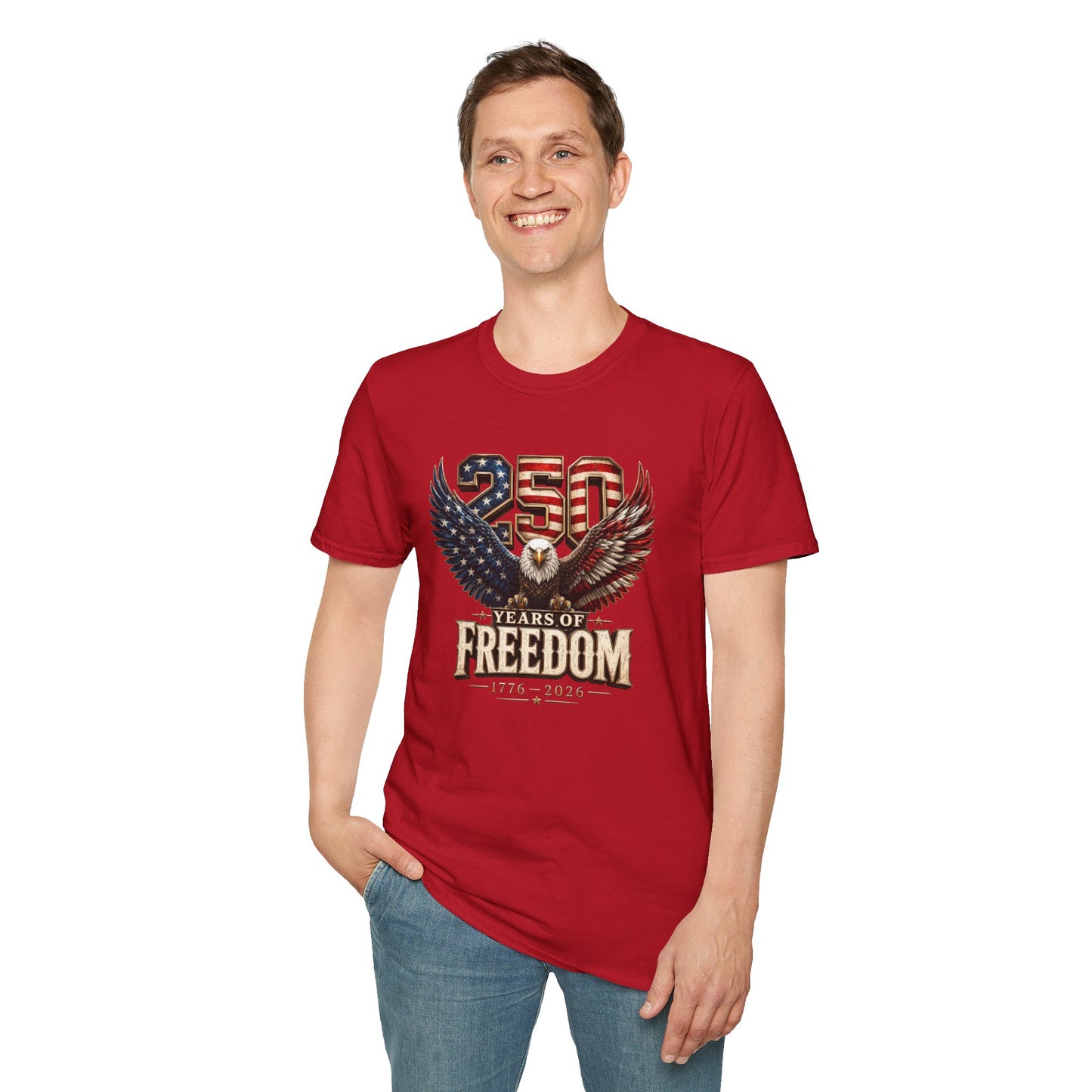 #250 250 Years of Freedom Eagle Patriotic American Flag Anniversary (1776–2026) T-Shirt