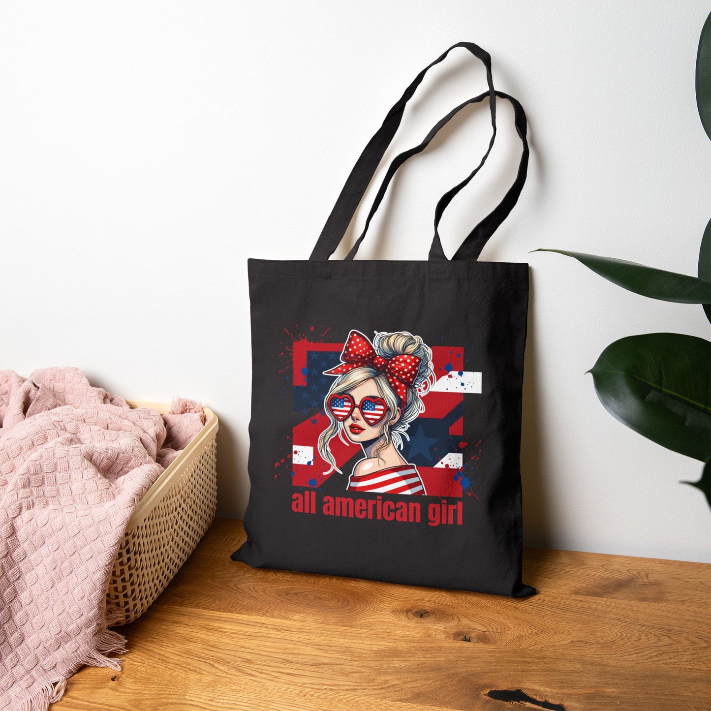 #250 All American Girl Patriotic Canvas Tote Bag