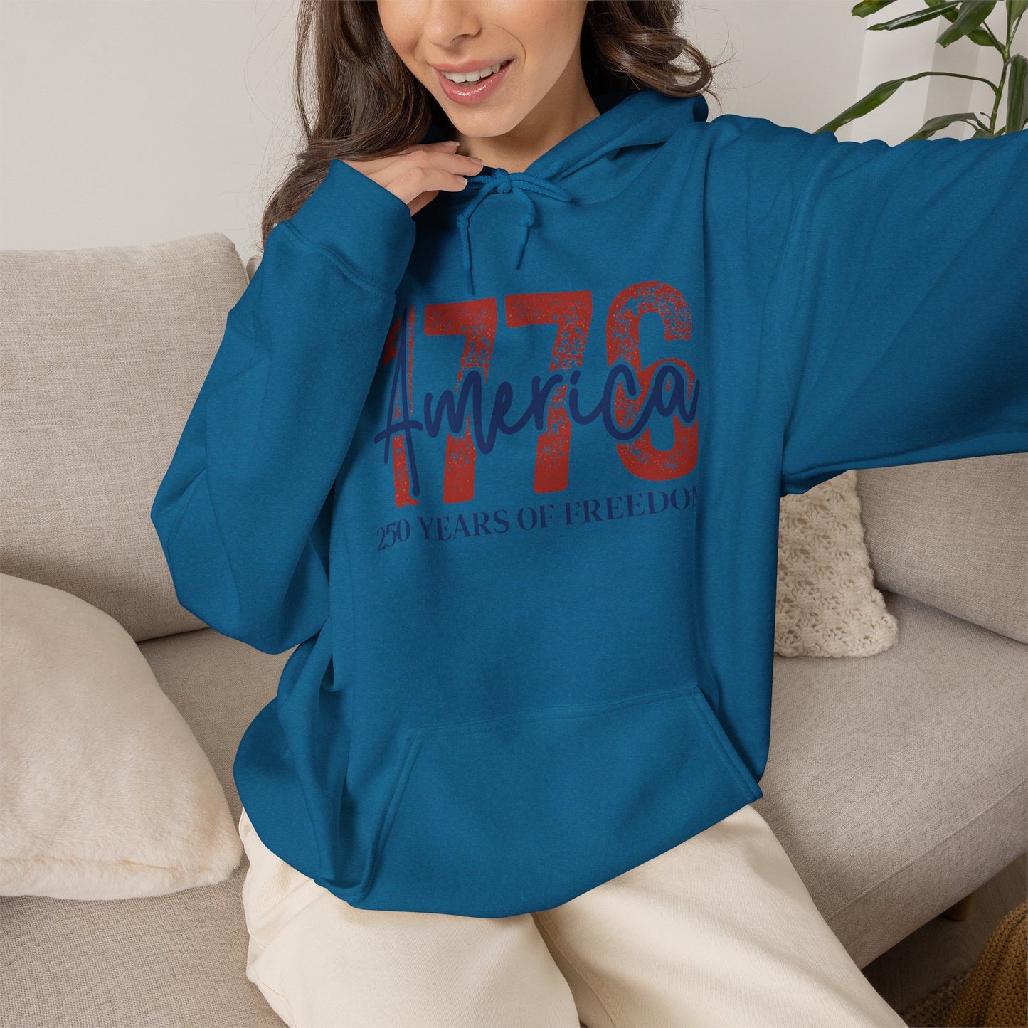 #250 1776 America: 250 Years of Freedom' Patriotic Independence Day Hoodie