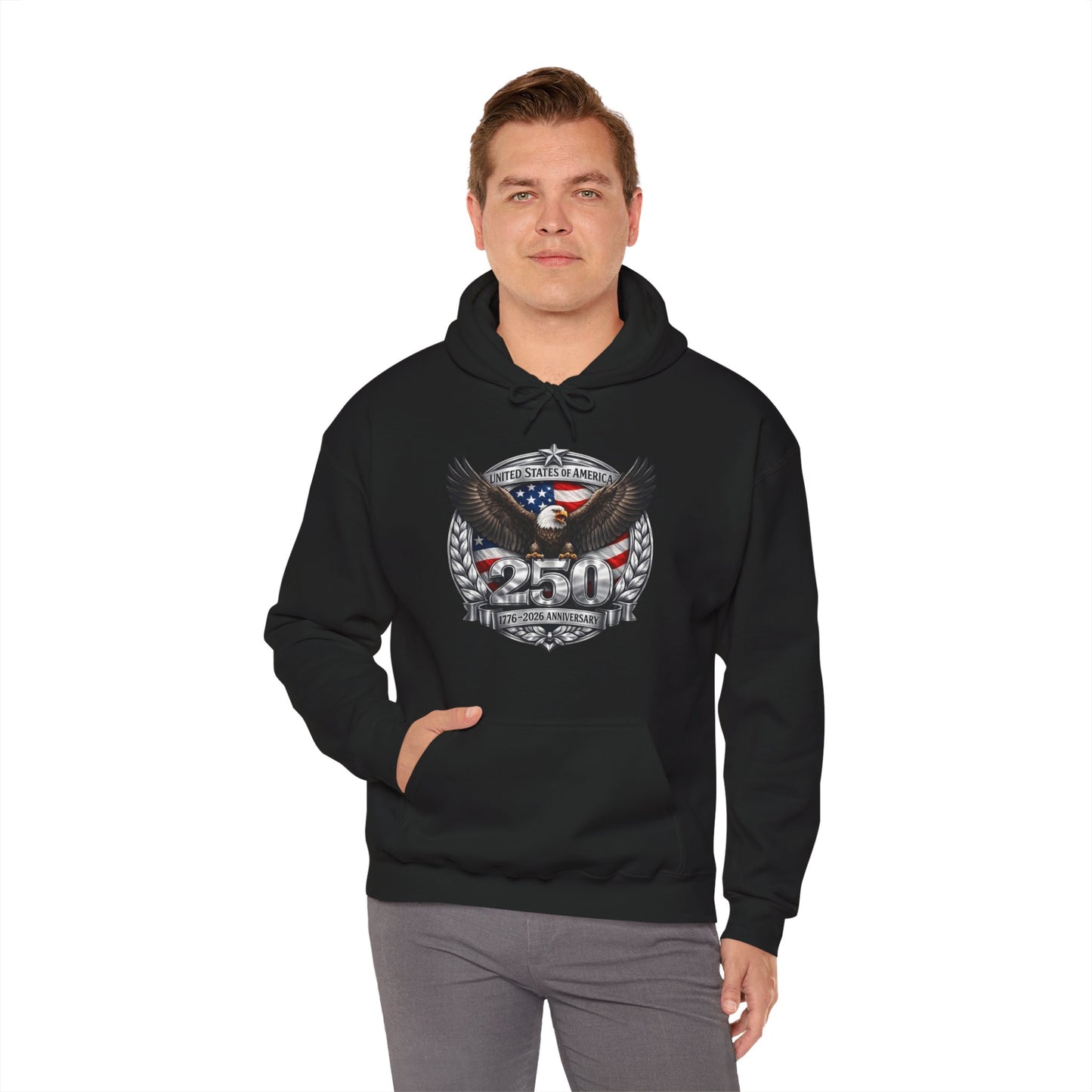 #250 Patriotic Bald Eagle 250 United States Emblem Hoodie