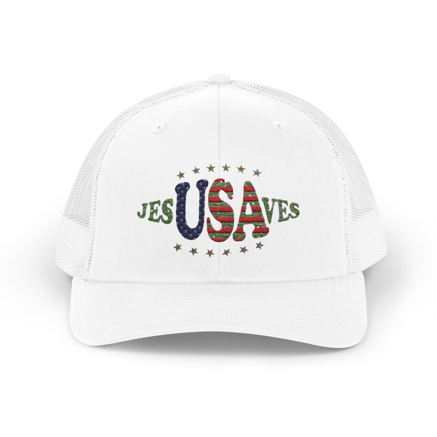 JesUSAves Patriotic Snapback Trucker Cap American Flag Christian Faith