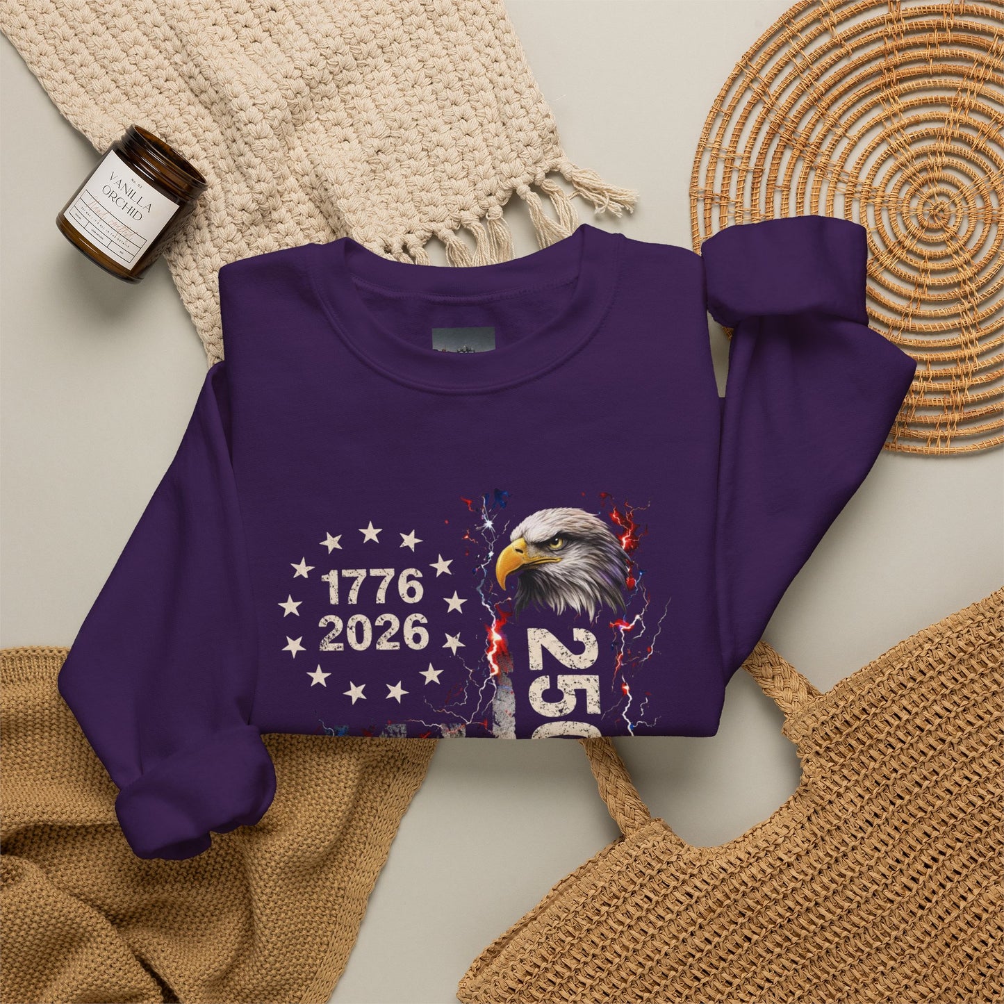 #250 1776-2026 250 Years USA Bicentennial Eagle Crewneck Sweatshirt