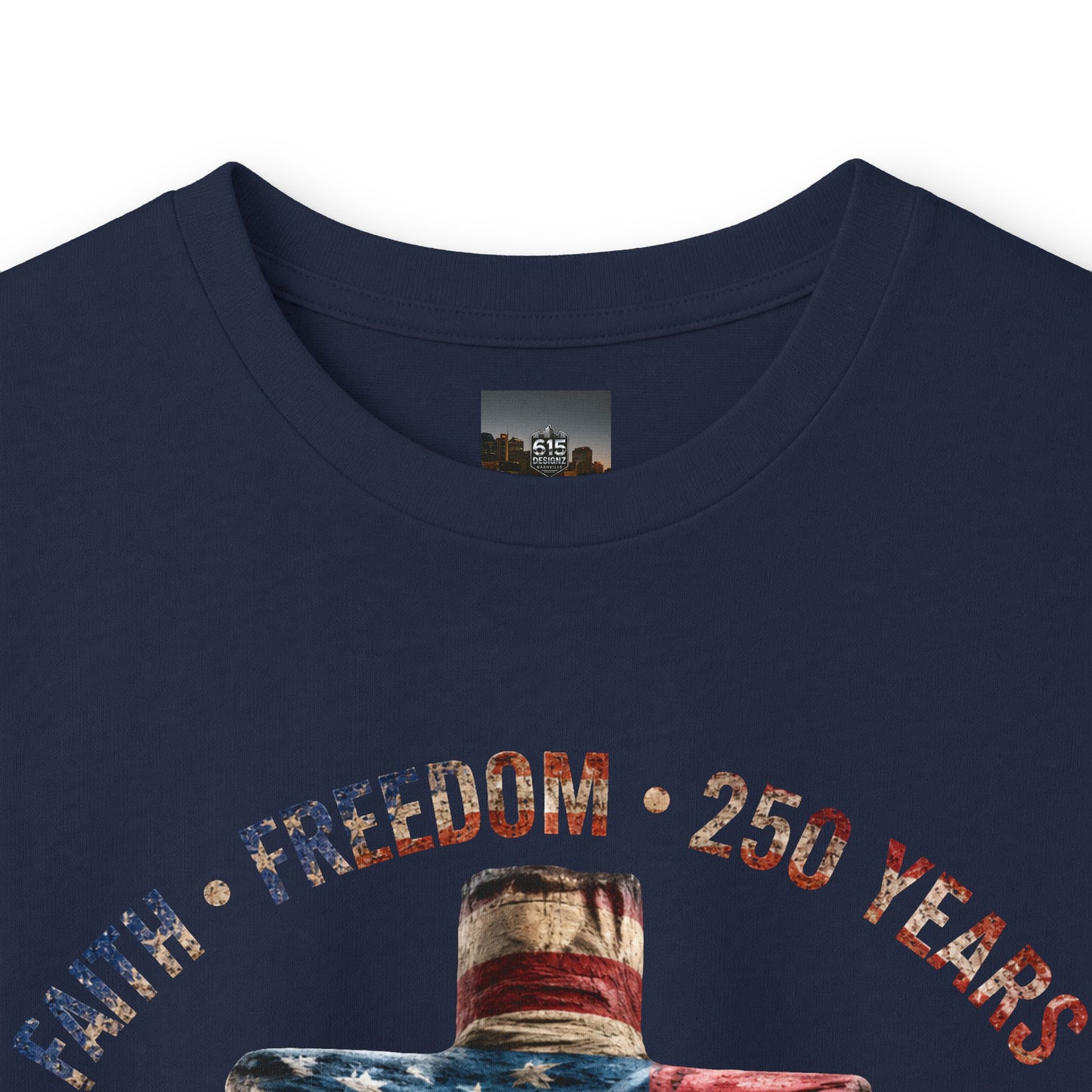 #250 Faith • Freedom 250 Years American Flag Cross & Eagle 1776-2026 Long Sleeve Tee