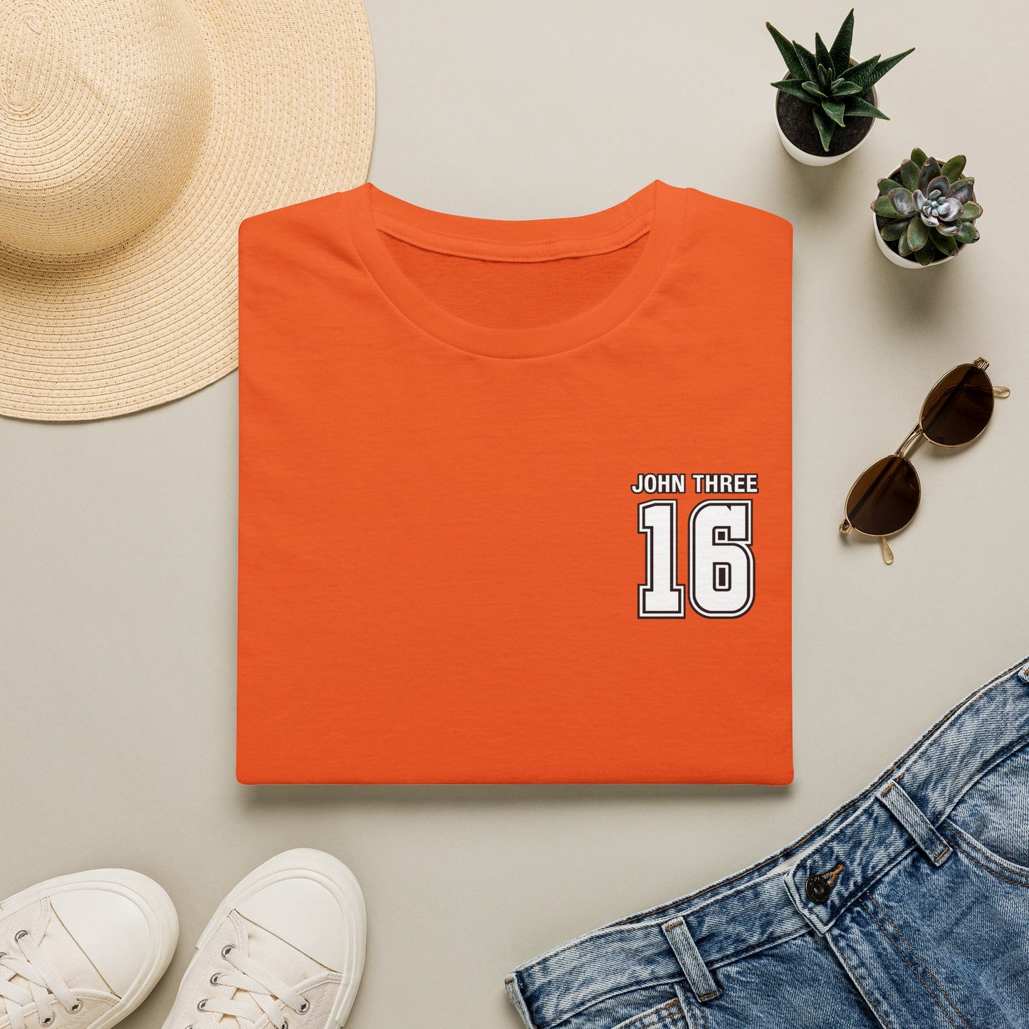 John Three 16 Chest and Back Jersey Print with Scripture Tee