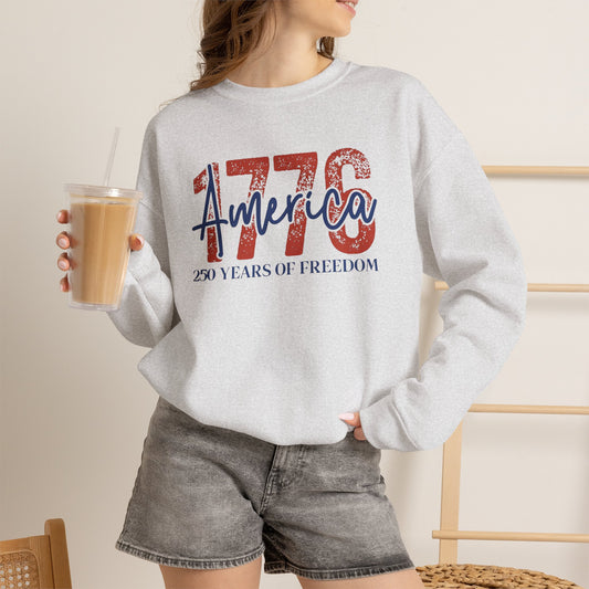 #250 1776 America: 250 Years of Freedom' Patriotic Independence Day Crewneck Sweatshirt