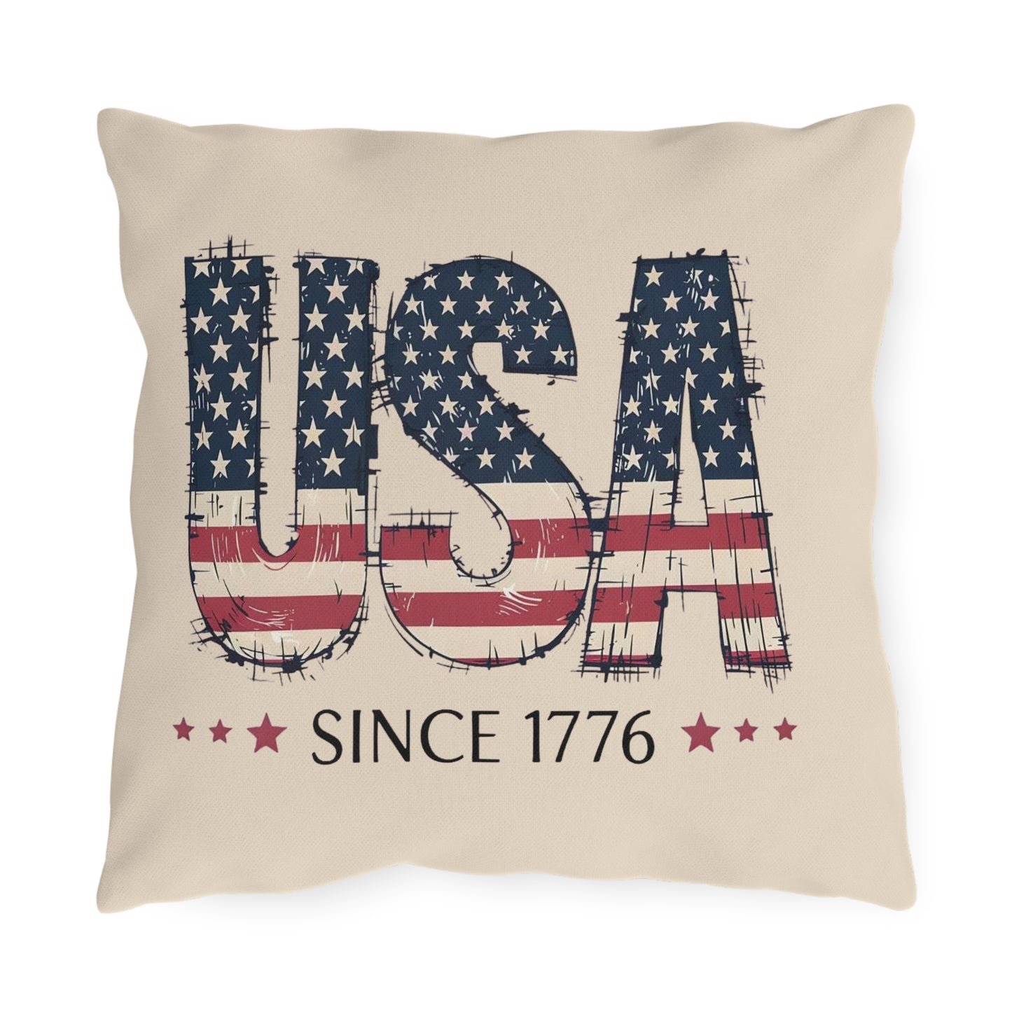 #250 USA Flag "USA Since 1776" Patriotic Outdoor Throw Pillow