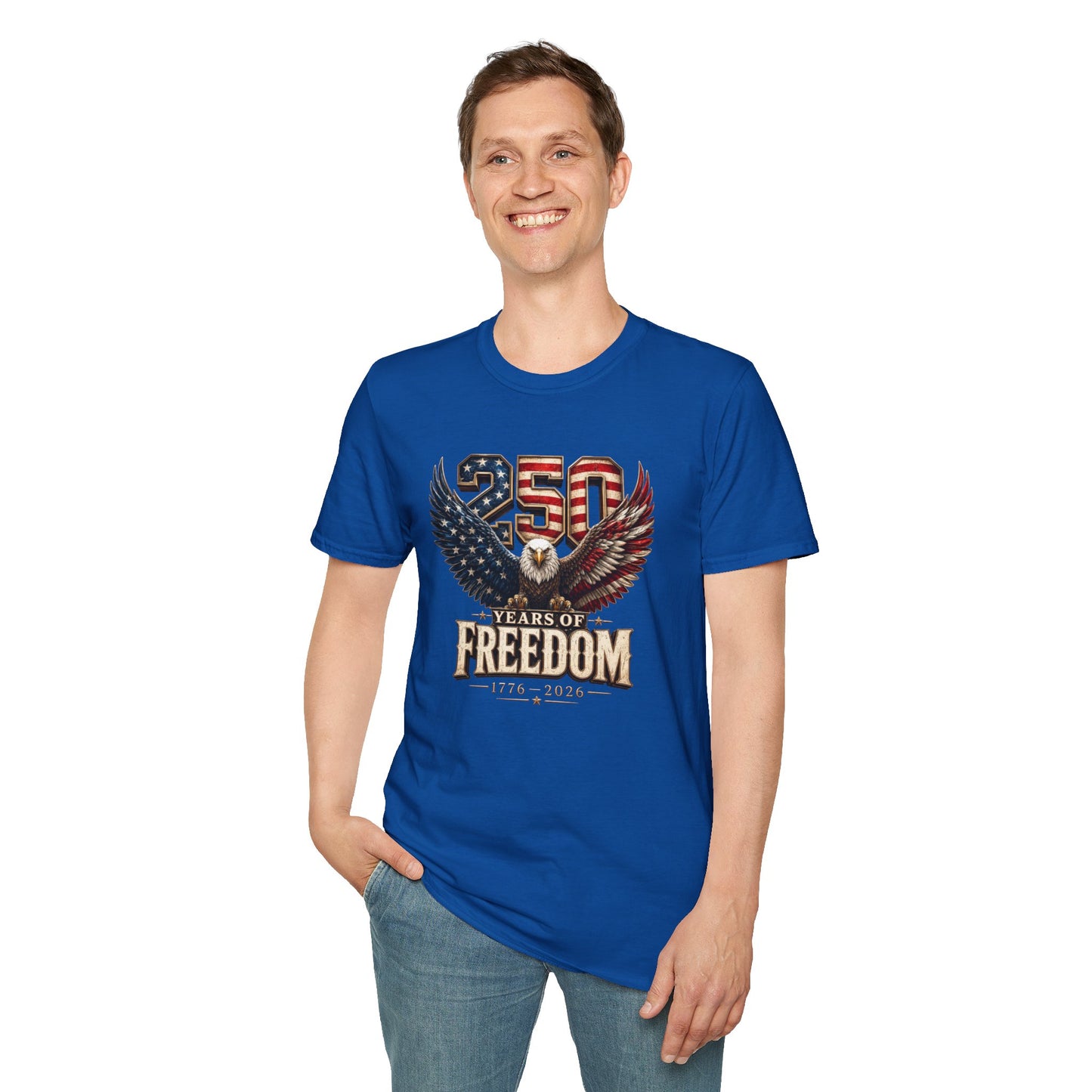 #250 250 Years of Freedom Eagle Patriotic American Flag Anniversary (1776–2026) T-Shirt