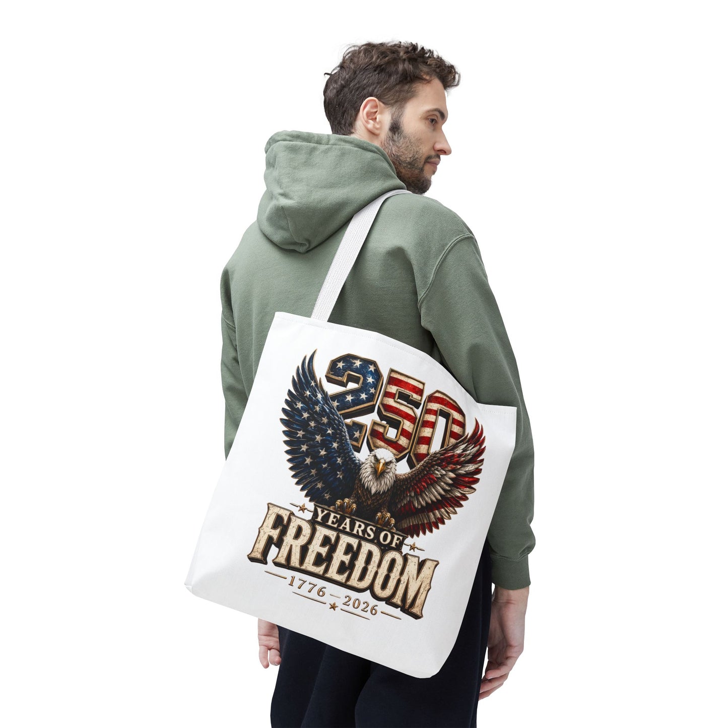 #250 250 Years of Freedom Eagle Patriotic American Flag Anniversary (1776–2026) Patriotic Tote Bag