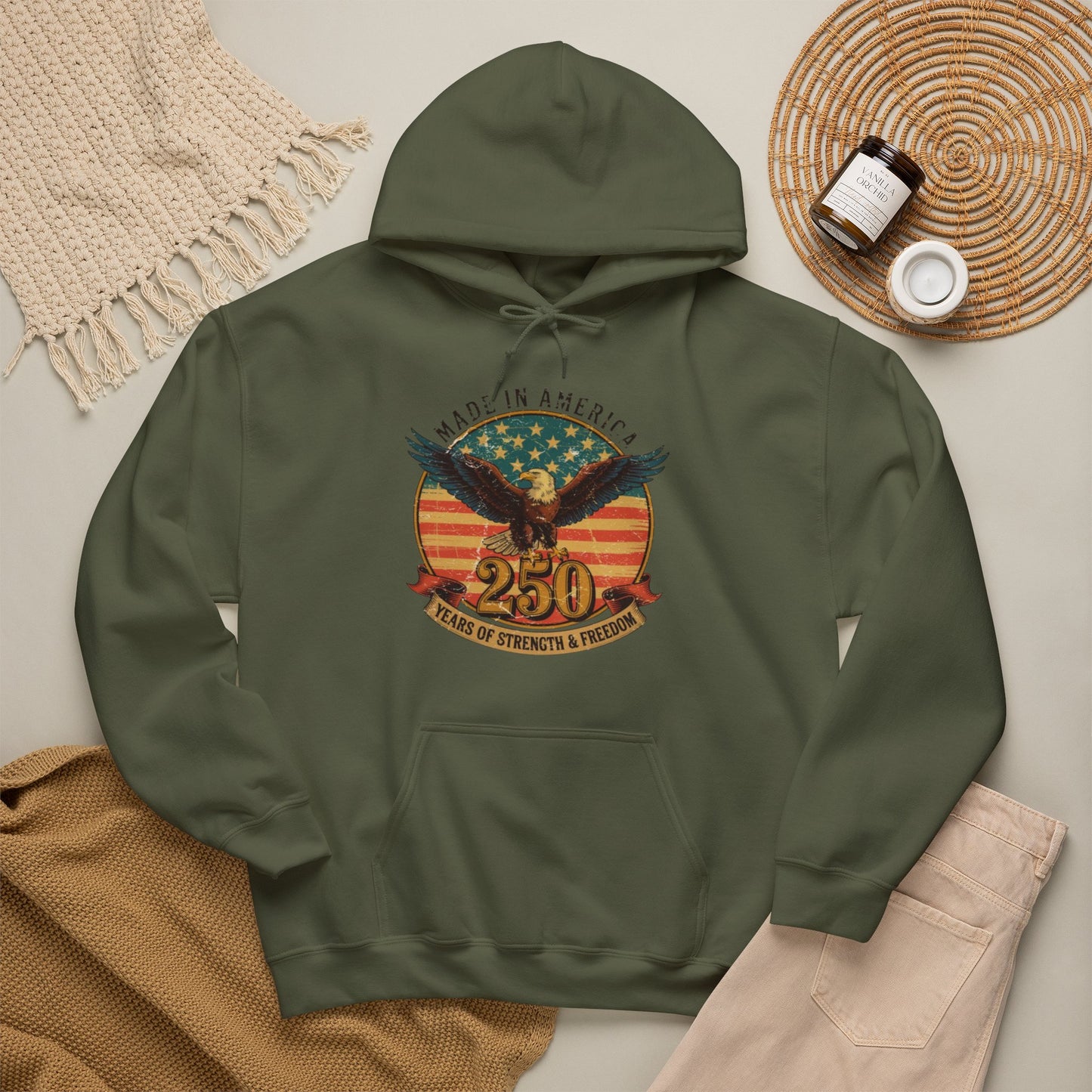 #250 Made in America Eagle 250th Anniversary Patriotic Hoodie