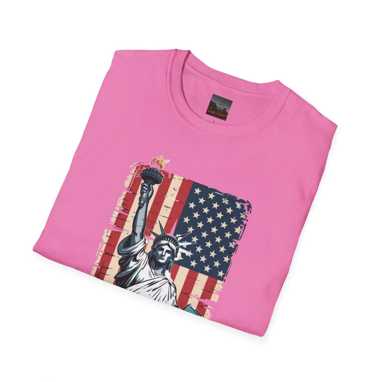 #250 Statue of Liberty American Flag 'America' Patriotic Independence Day T‑Shirt