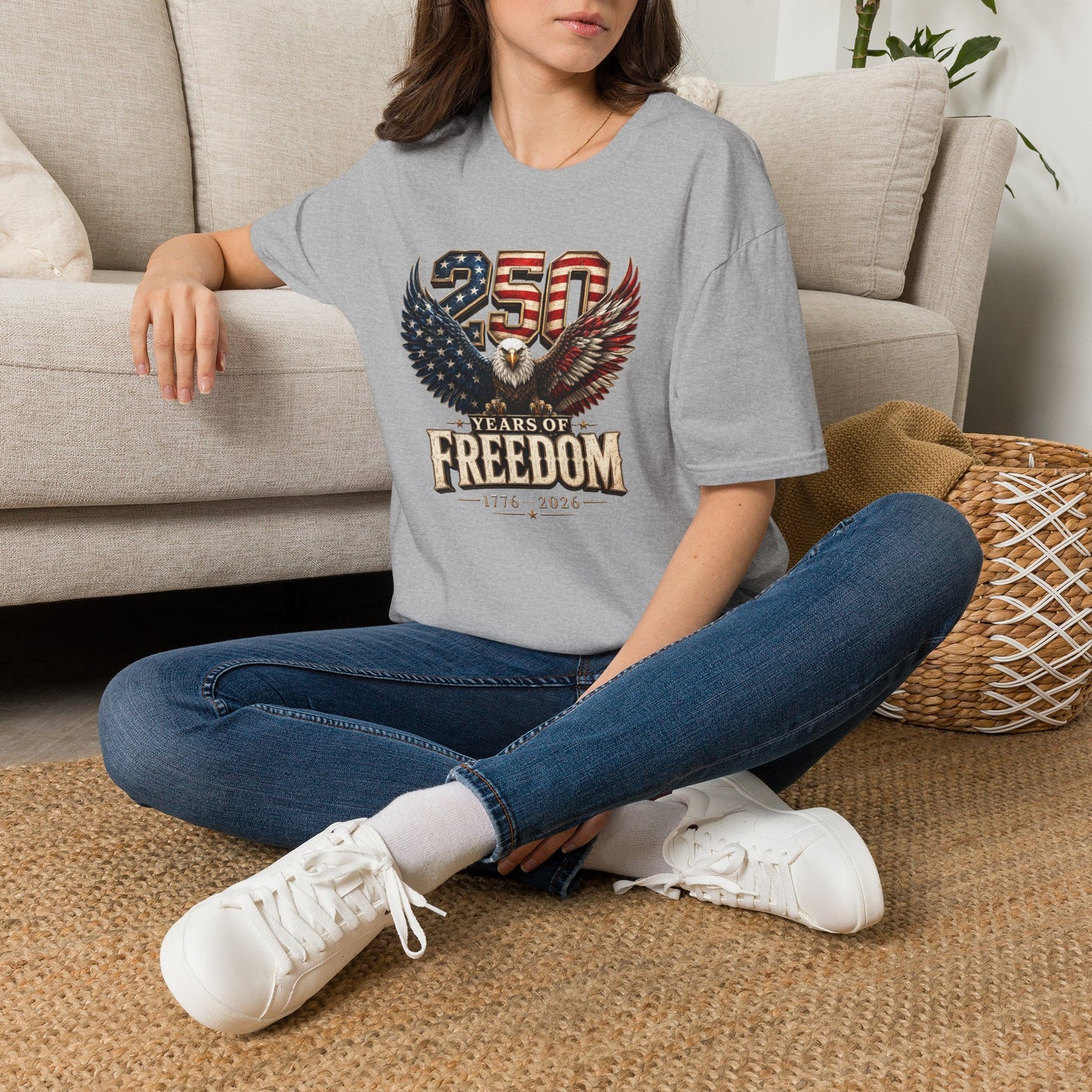 #250 250 Years of Freedom Eagle Patriotic American Flag Anniversary (1776–2026) T-Shirt