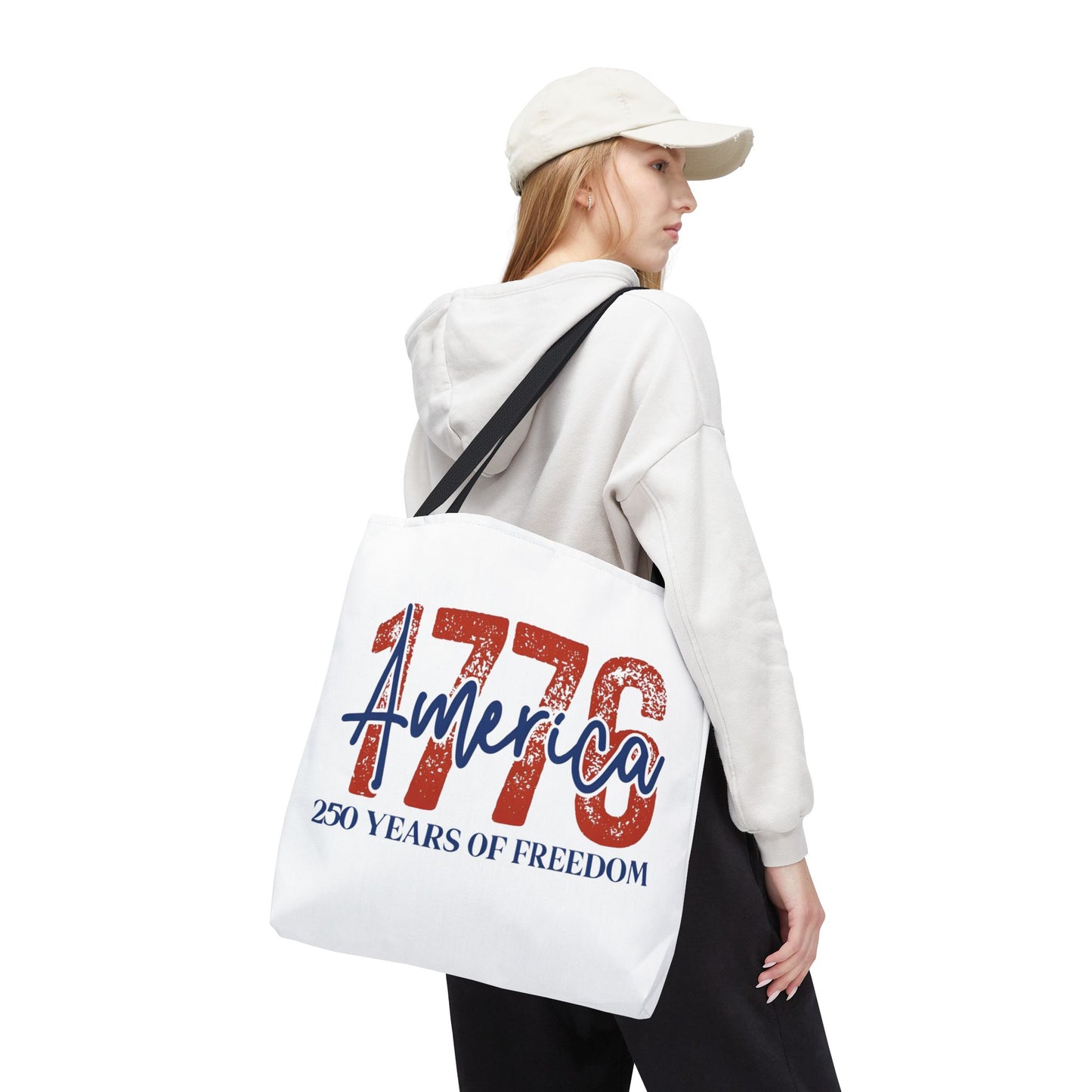 #250 1776 America: 250 Years of Freedom' Patriotic Independence Day Tote Bag