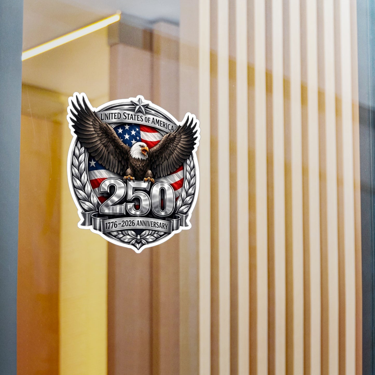 #250 Patriotic Bald Eagle 250 United States Emblem Vinyl Kiss-Cut Decal