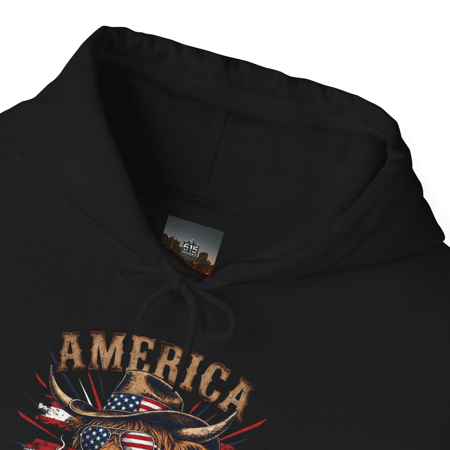 #250 America 250 Strong Patriotic Bull with American Flag Hoodie
