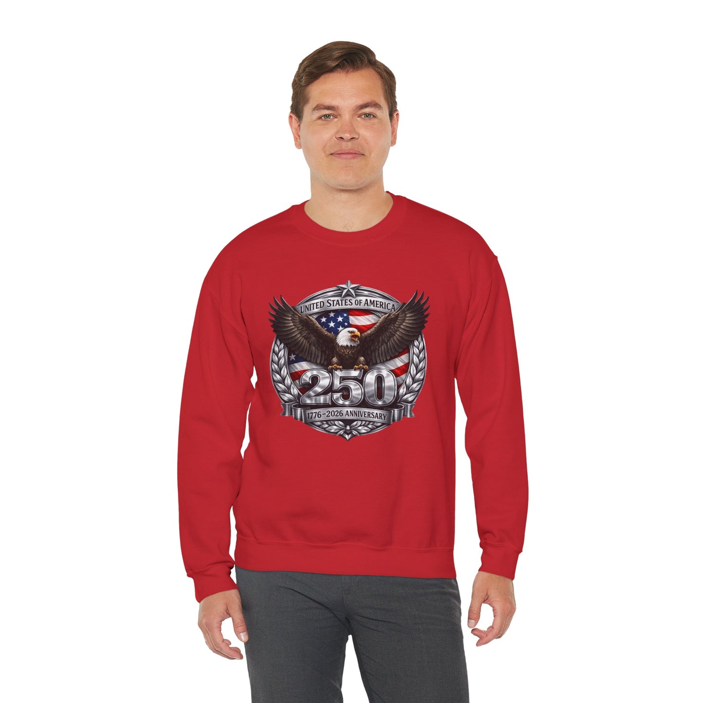 #250 Patriotic Bald Eagle 250 United States Emblem Crewneck Sweatshirt