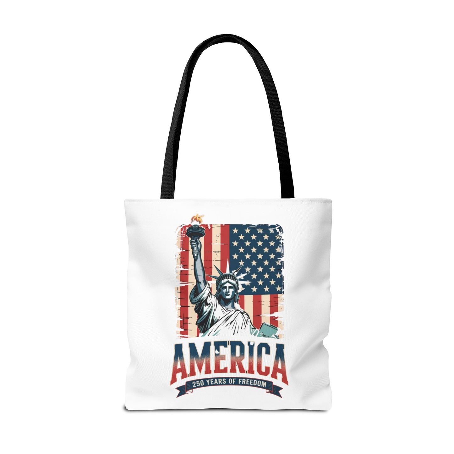 #250 Statue of Liberty American Flag 'America' Patriotic Independence Day Tote Bag