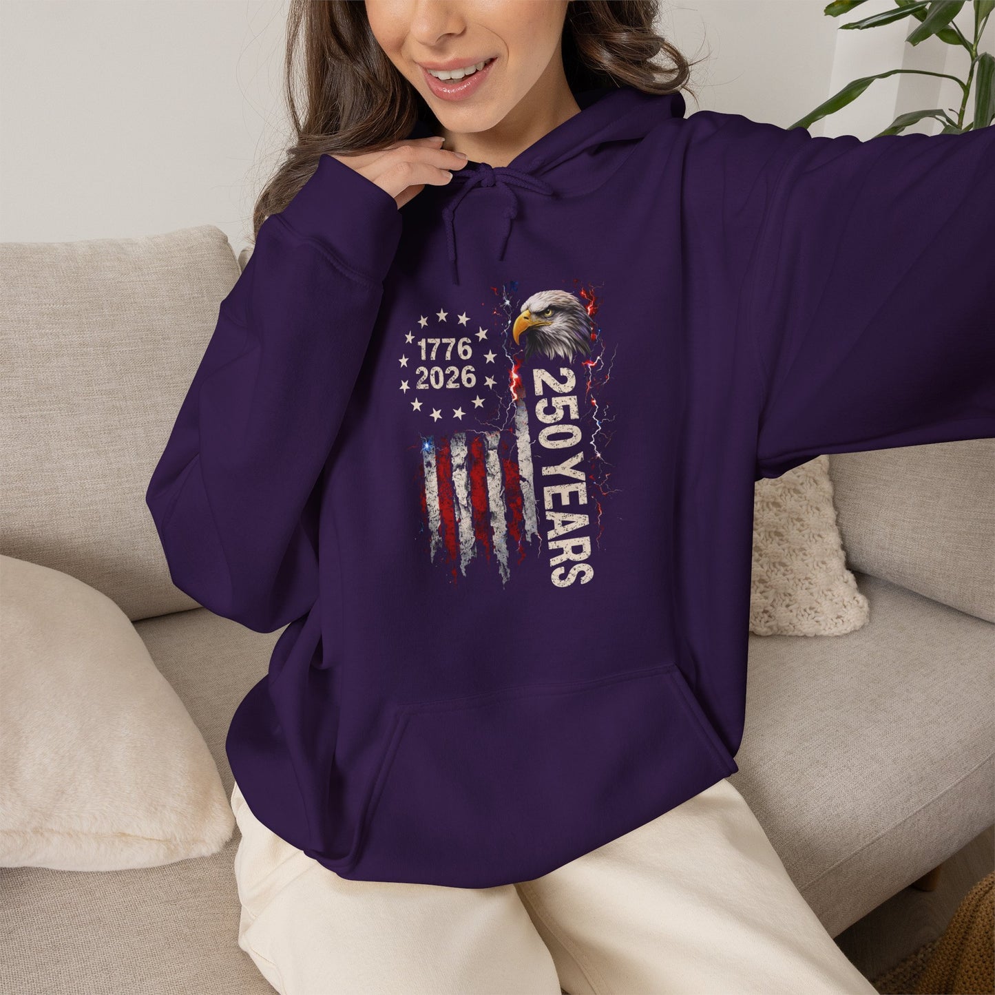 #250 1776-2026 250 Years USA Bicentennial Eagle Hoodie