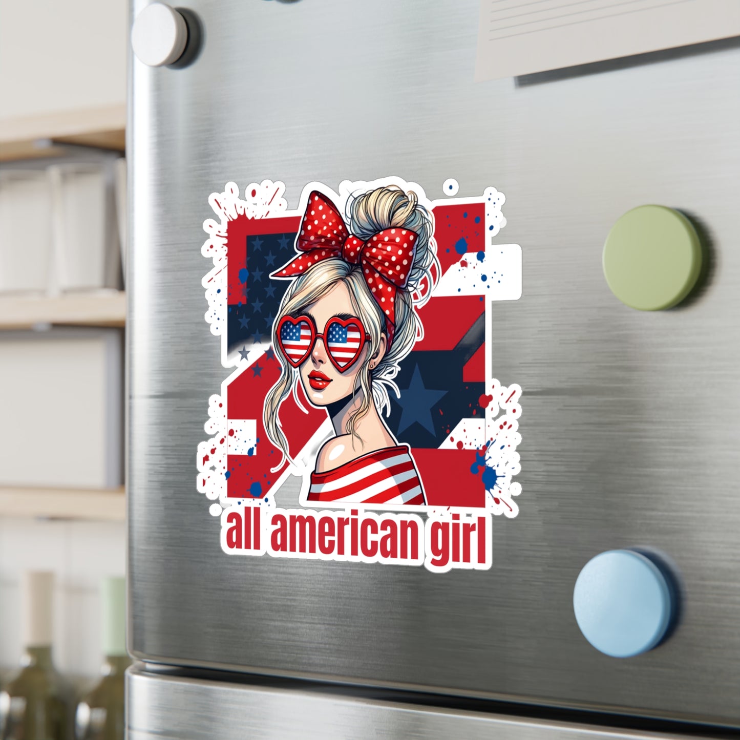 #250 All American Girl Patriotic Vinyl Sticker Kiss-Cut Decal (Fourth of July)
