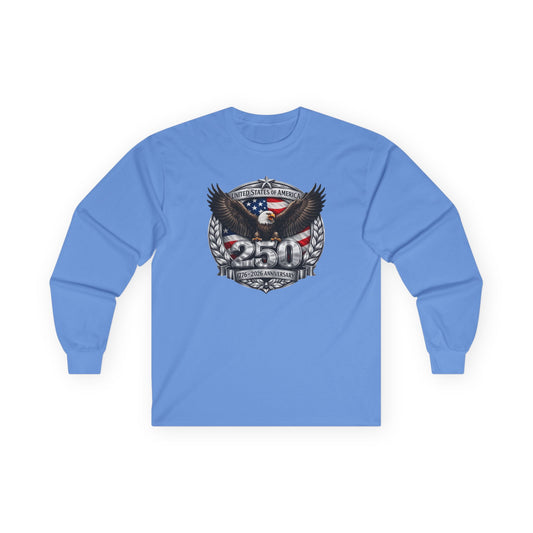 #250 Patriotic Bald Eagle 250 United States Emblem Long Sleeve Tee