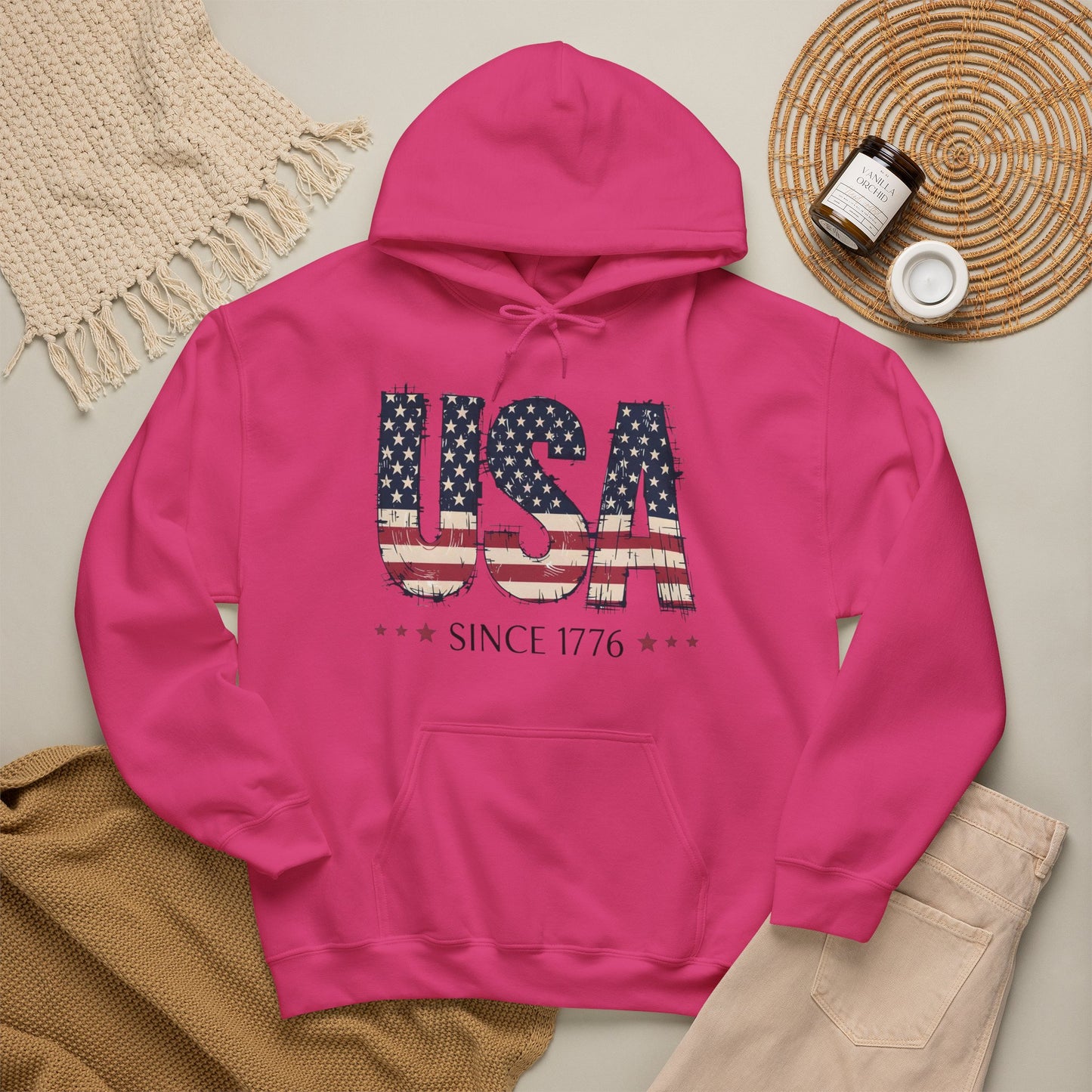 #250 USA Flag "USA Since 1776" Patriotic Hoodie