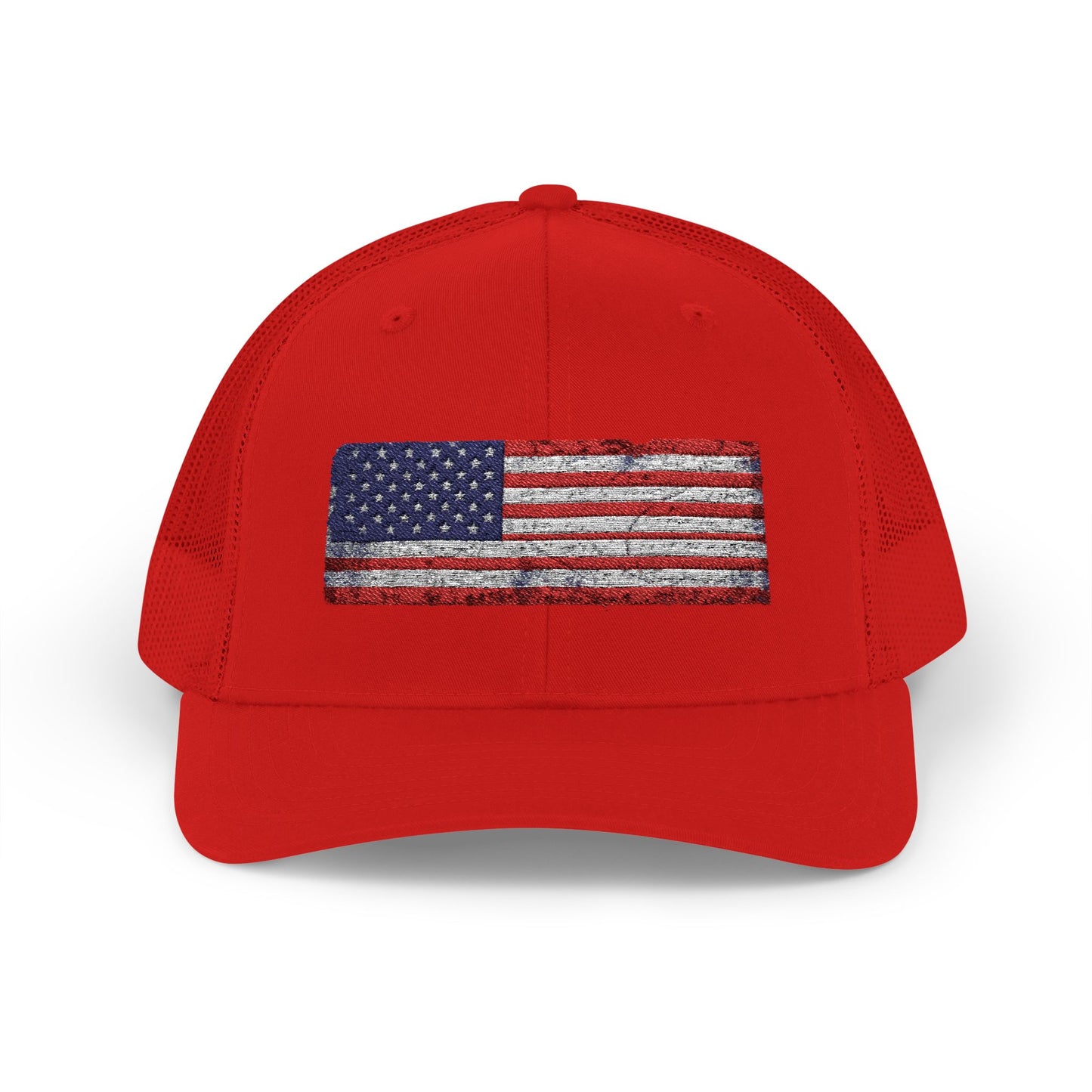 #250 Distressed American Flag Snapback Trucker Cap