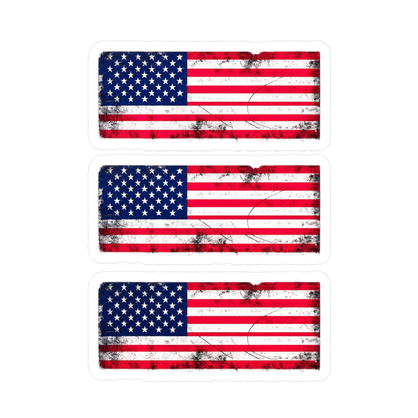 #250 Distressed American Flag Vinyl Decal — Kiss-Cut USA Sticker